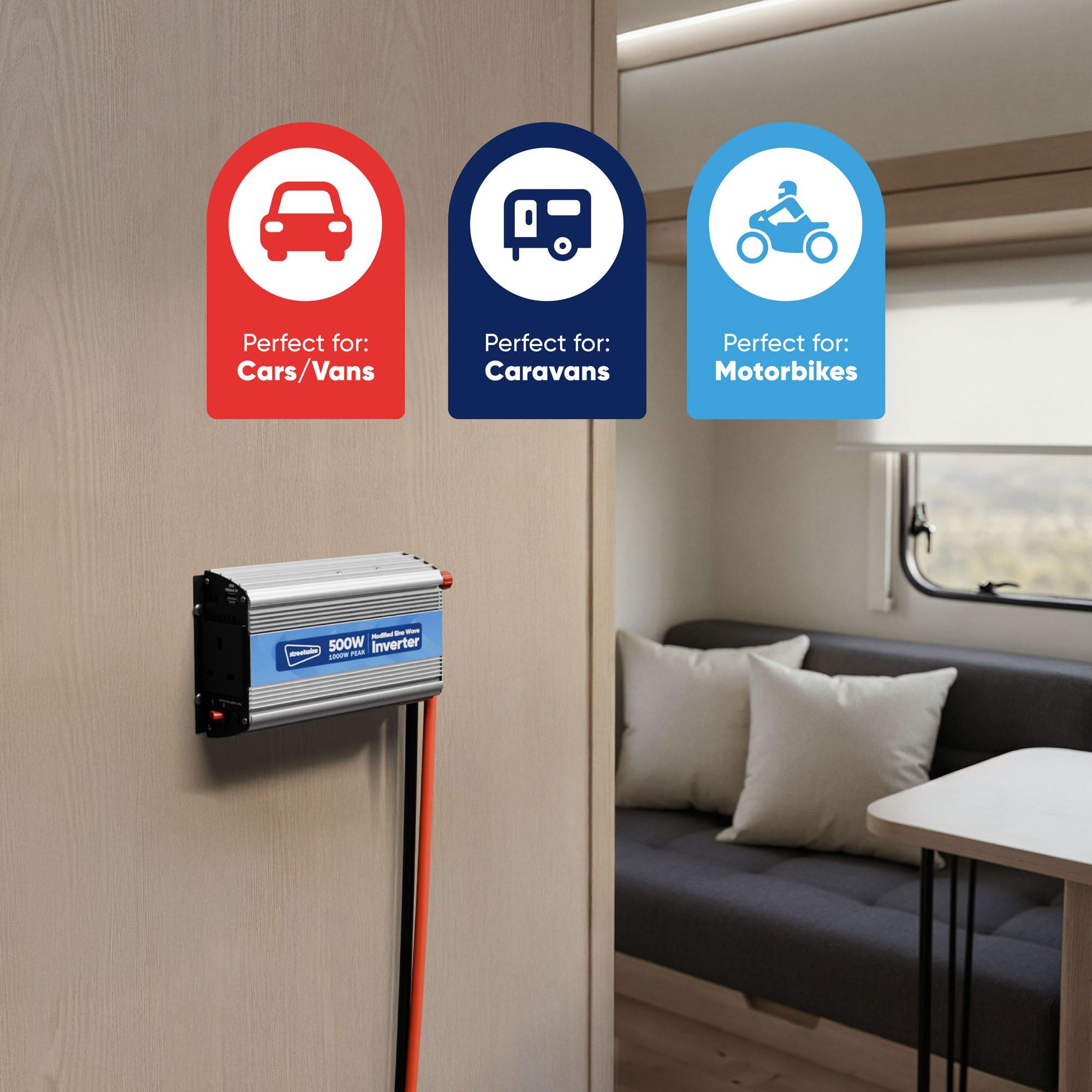 Silver - Streetwize - 500W (1000W peak) Modified Sine Wave Inverter - 6