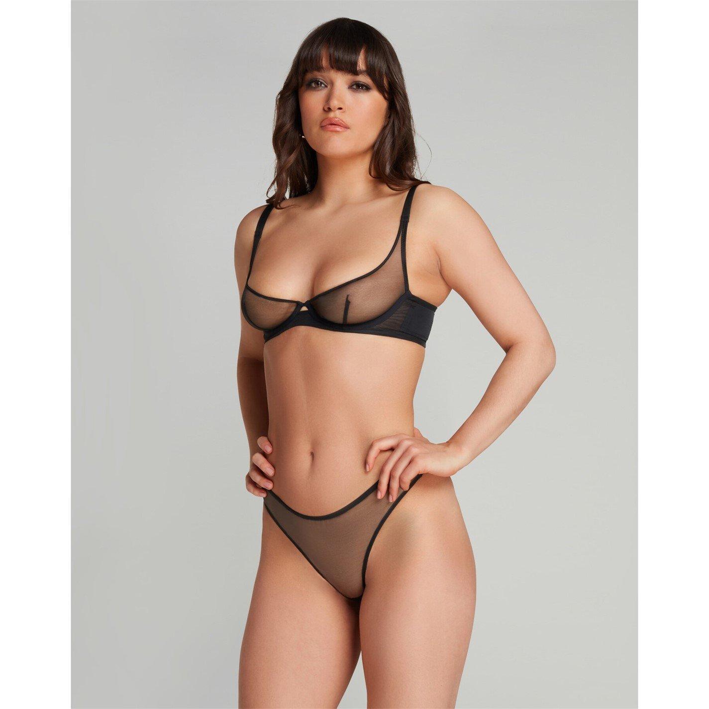 Black - Agent Provocateur - LUCKY Demi Cup Plunge Underwired Bra - 2