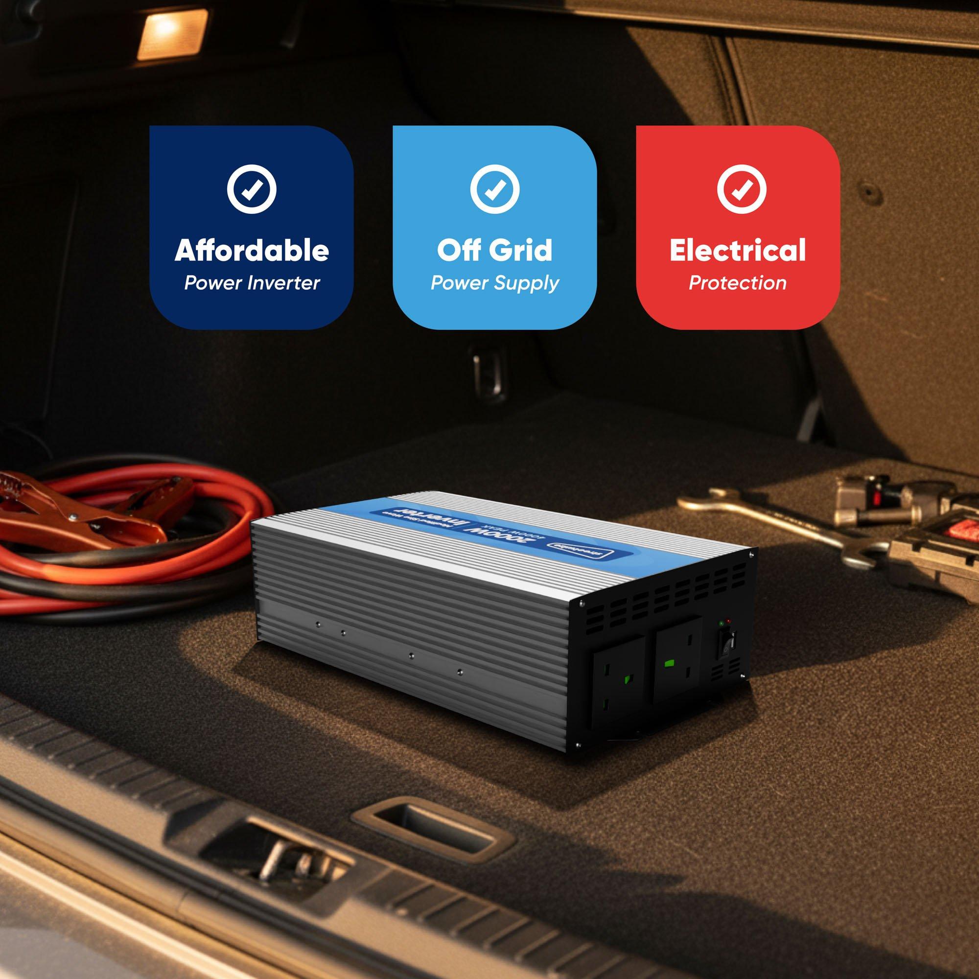 Silver - Streetwize - 2000W (4000W Peak) Modified Sine Wave Inverter - 4