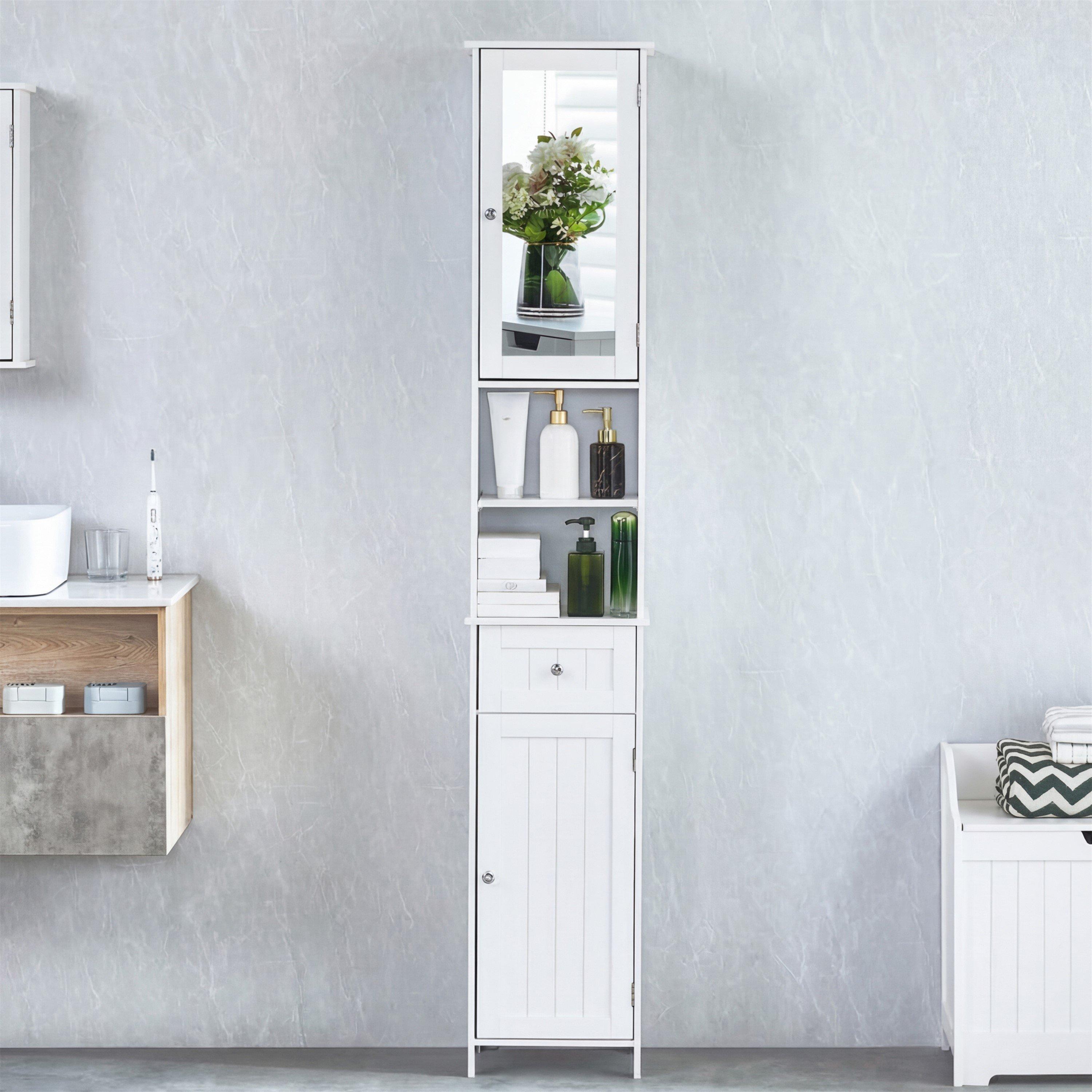 White - Lassic - Bath Vida Priano 2 Door Tall Cabinet With Mirror - 5