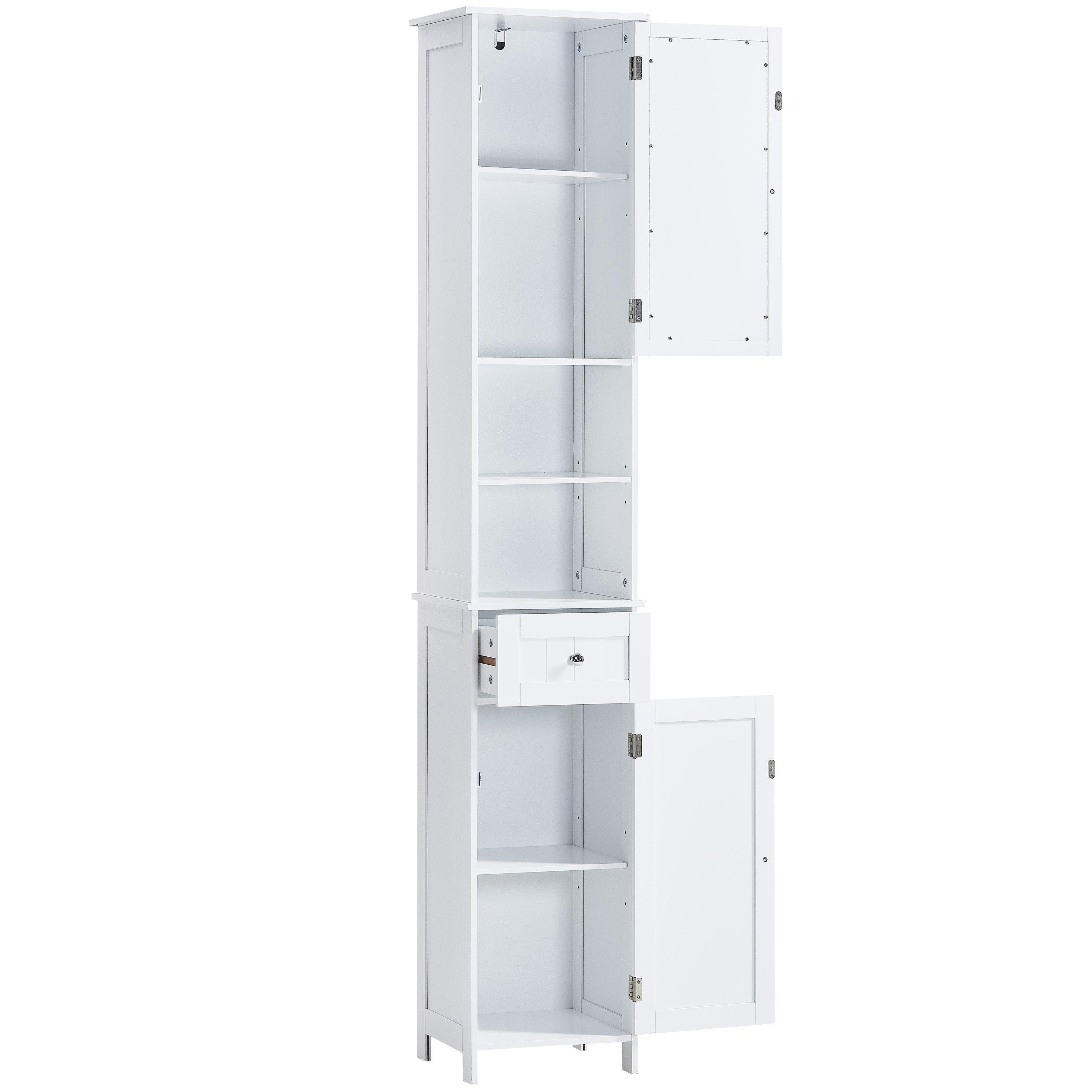 White - Lassic - Bath Vida Priano 2 Door Tall Cabinet With Mirror - 8
