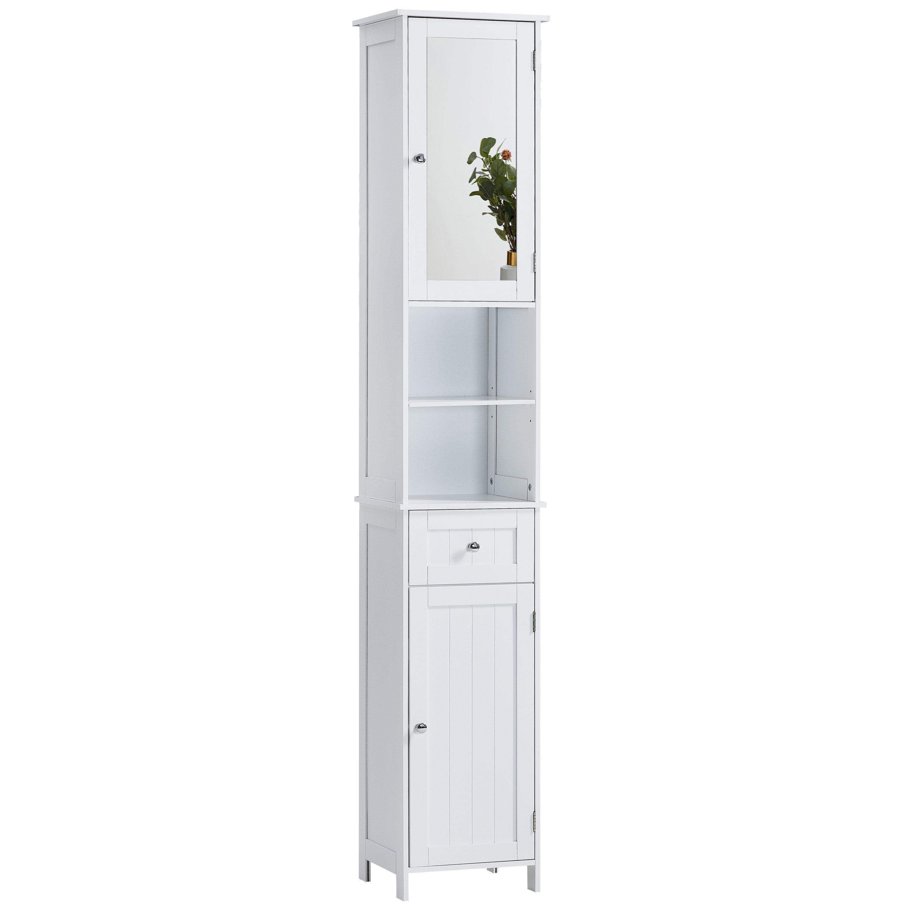 White - Lassic - Bath Vida Priano 2 Door Tall Cabinet With Mirror - 9