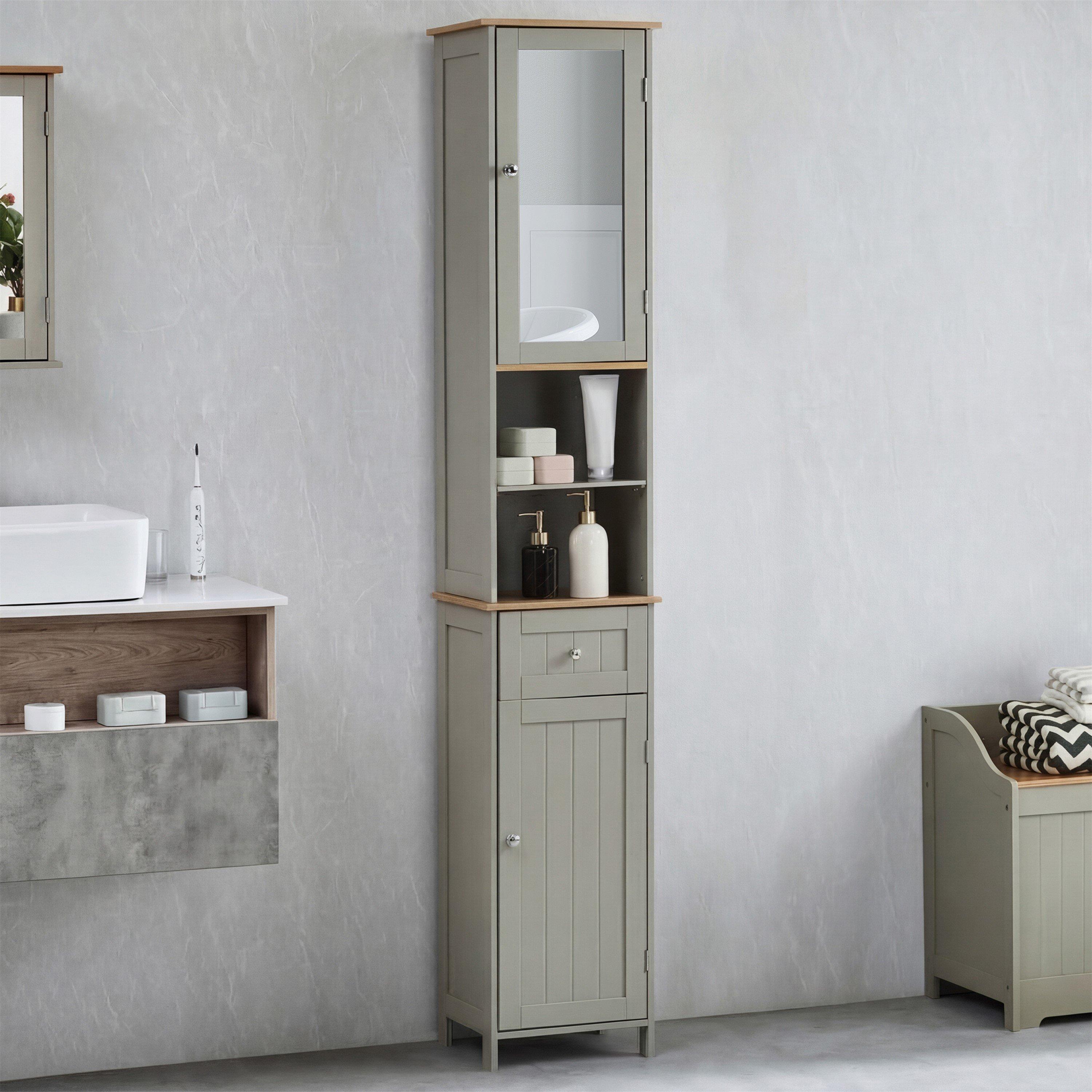 Lassic  Bath Vida Priano 2 Door Tall Cabinet With Mirror - Grey - 2 Door