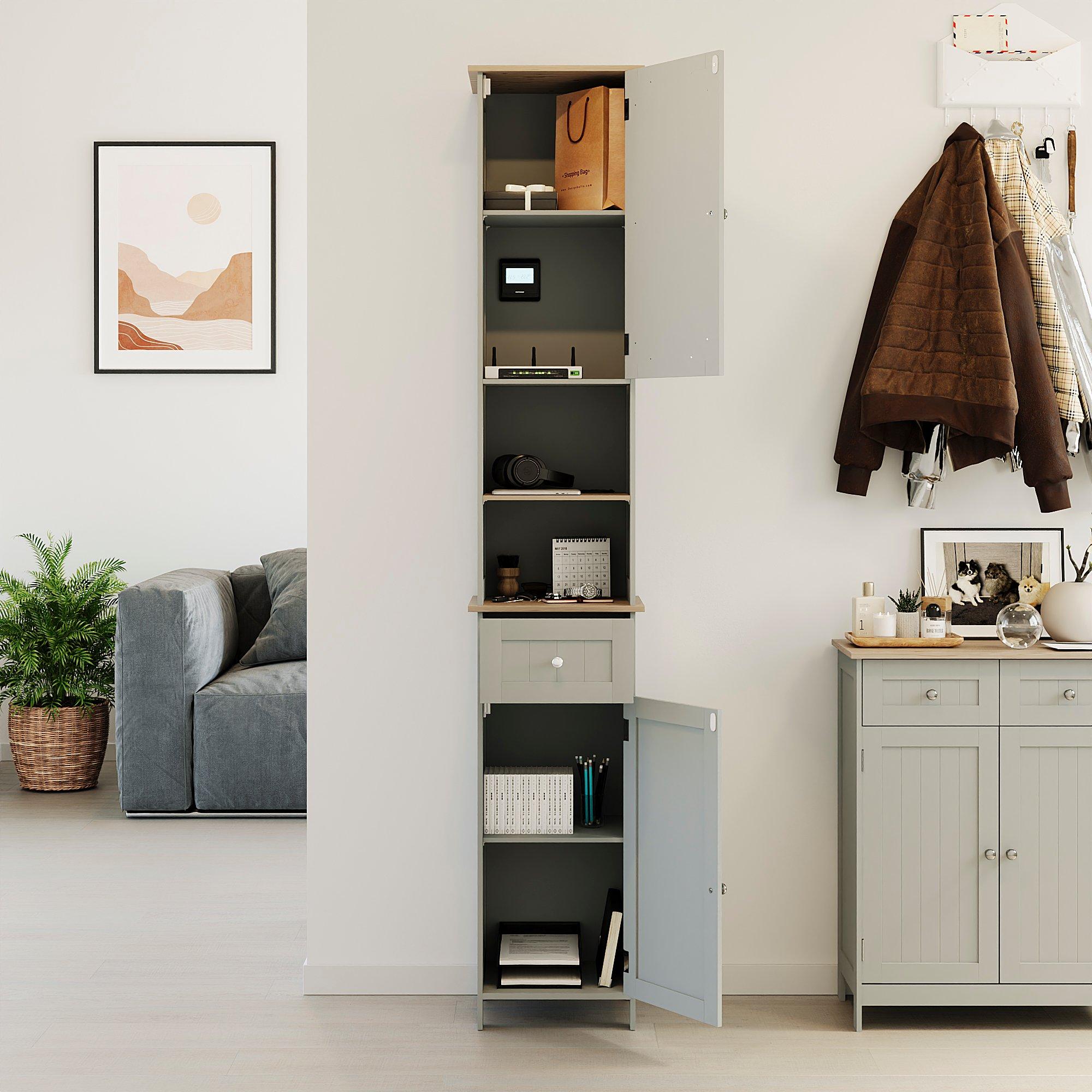 Grey - Lassic - Bath Vida Priano 2 Door Tall Cabinet With Mirror - 5