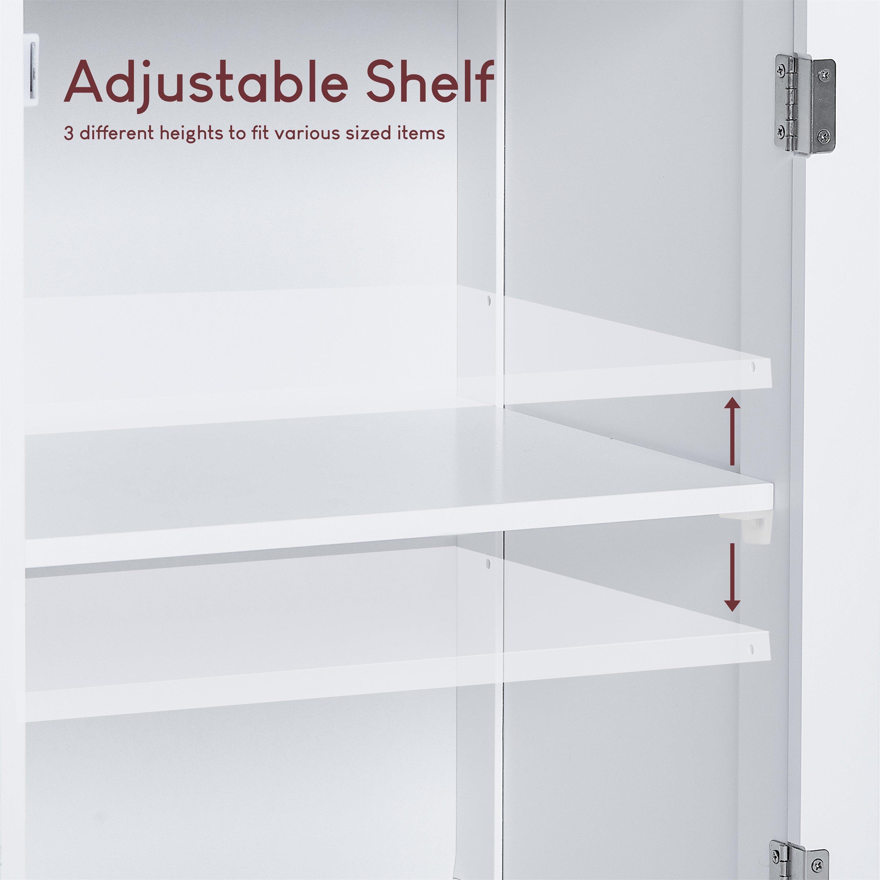 White - Lassic - Bath Vida Priano 1 Door 2 Shelf Tall Cabinet - 4