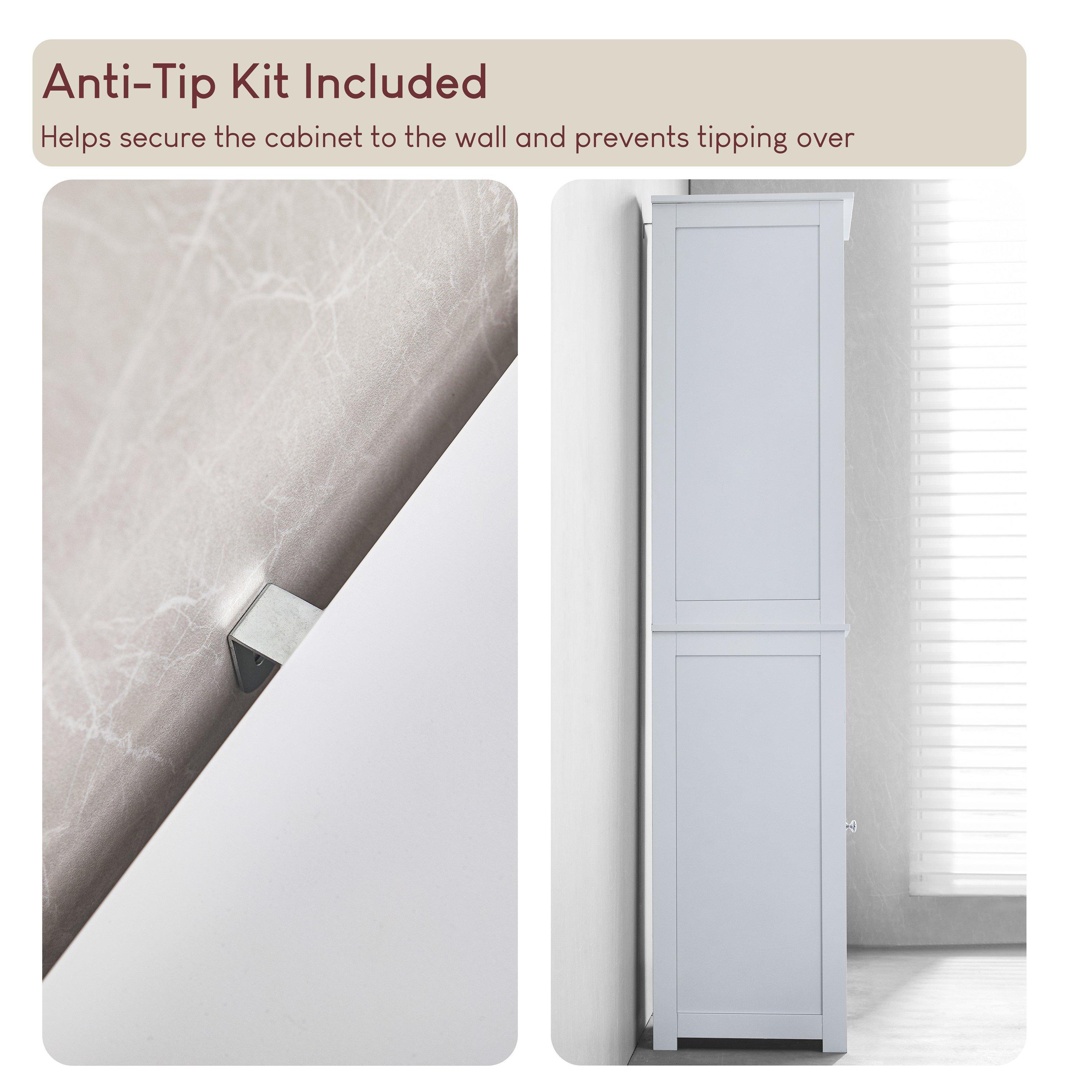 White - Lassic - Bath Vida Priano 1 Door 2 Shelf Tall Cabinet - 6