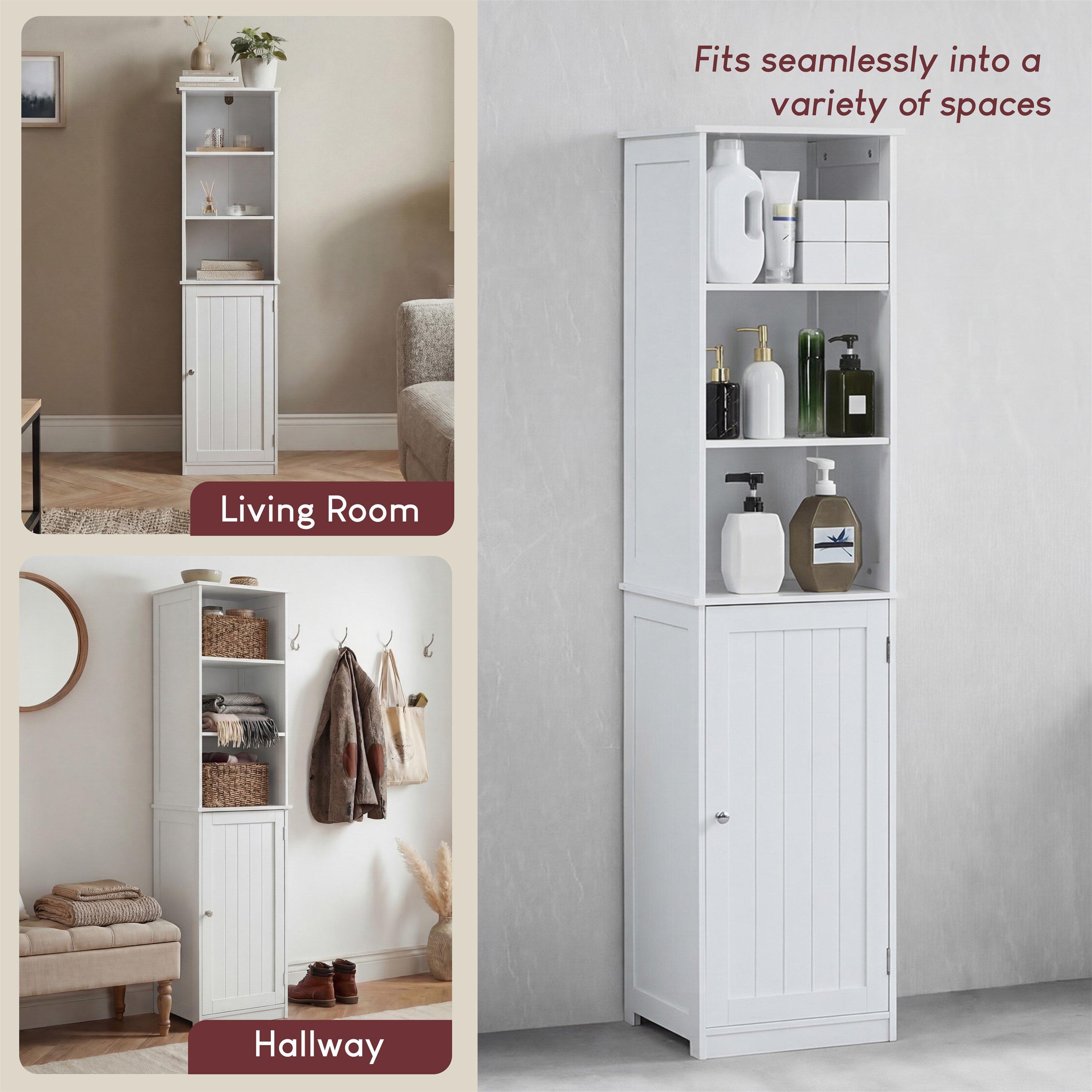 White - Lassic - Bath Vida Priano 1 Door 2 Shelf Tall Cabinet - 7