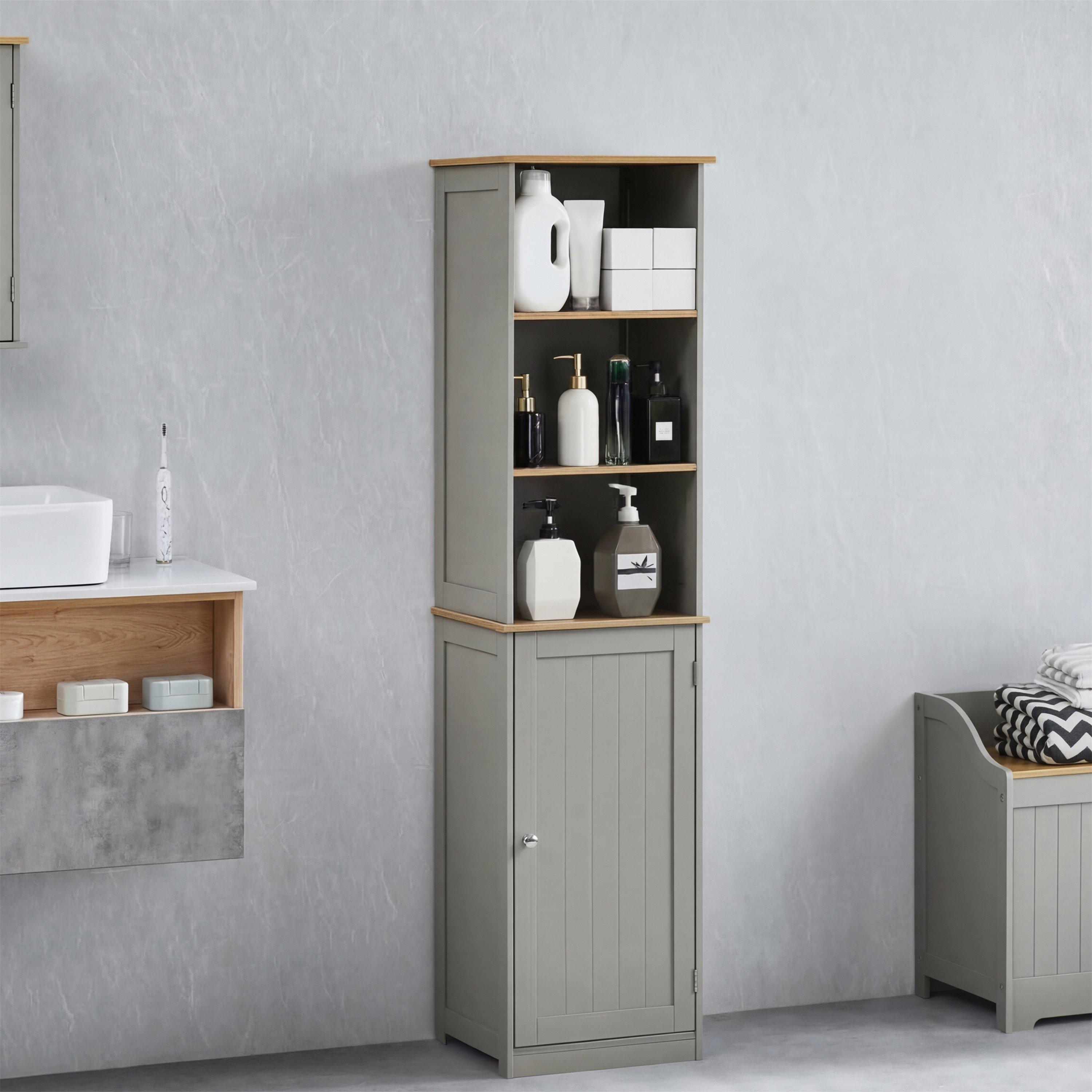 Lassic  Bath Vida Priano 1 Door 2 Shelf Tall Cabinet - Grey