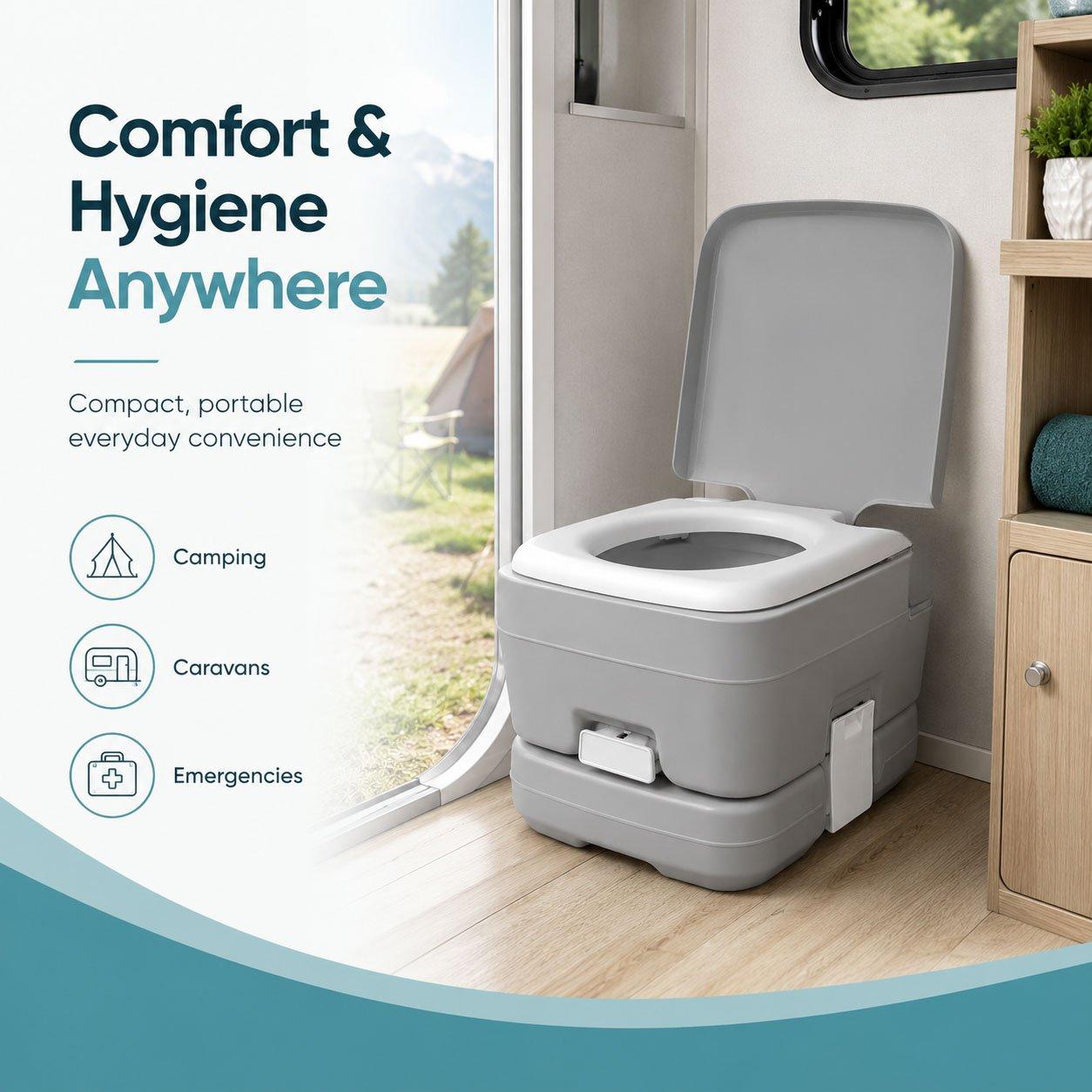 Grey - Streetwize - 10L Portable Flushing Toilet - 6