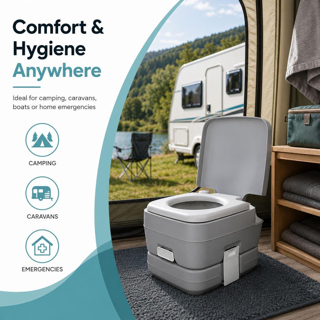 Grey - Streetwize - 10L Portable Flushing Toilet - 7