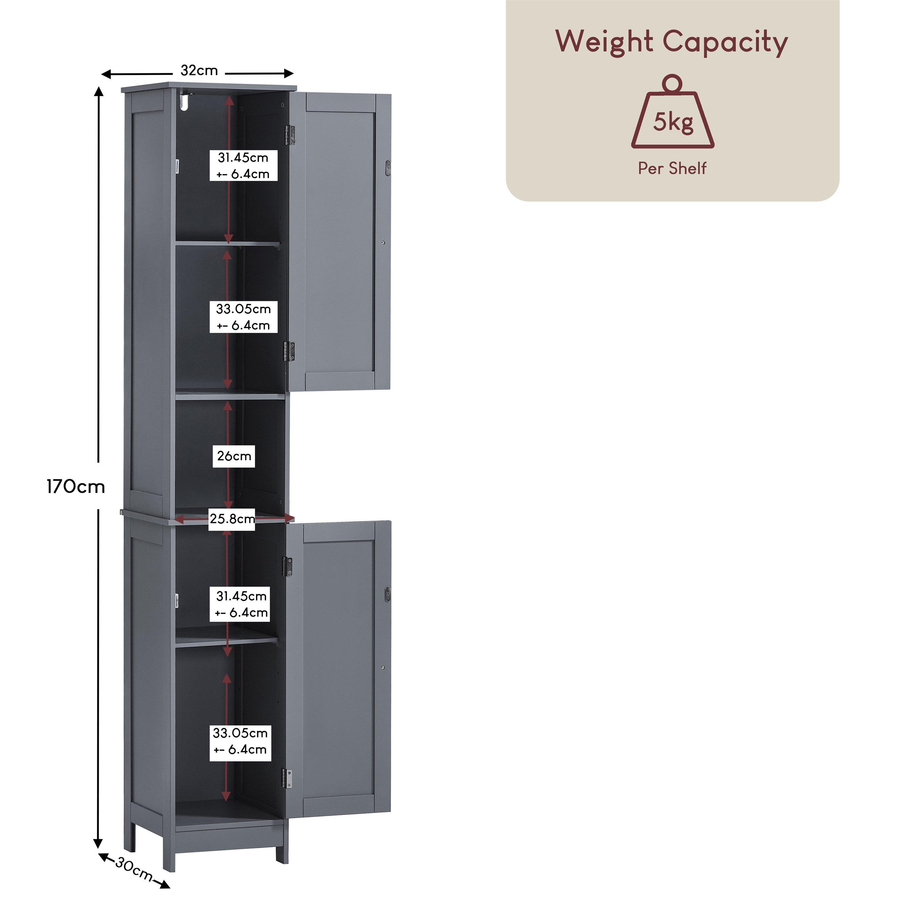 Grey - Lassic - Bath Vida Priano 2 Door Tall Cabinet - 2