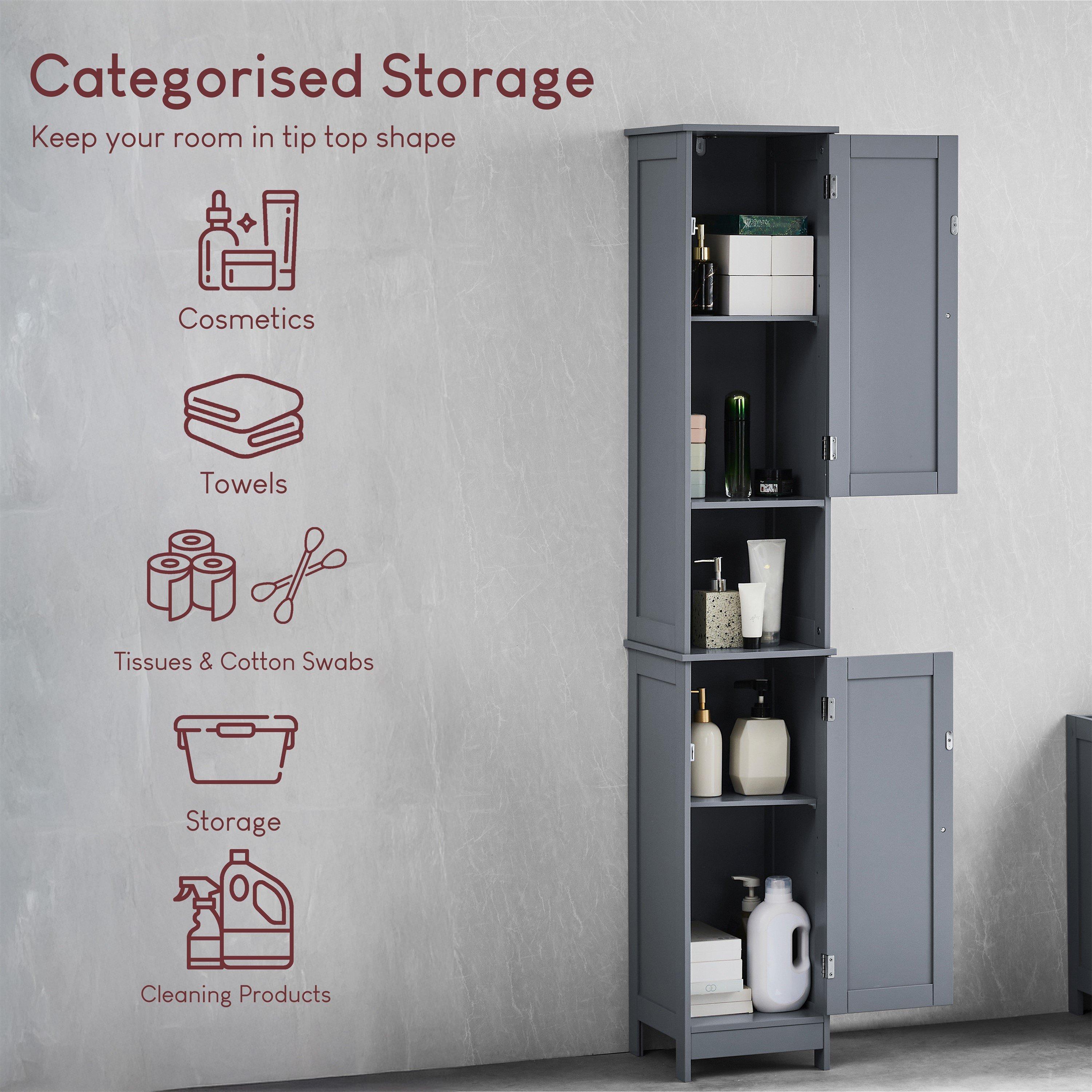 Grey - Lassic - Bath Vida Priano 2 Door Tall Cabinet - 3