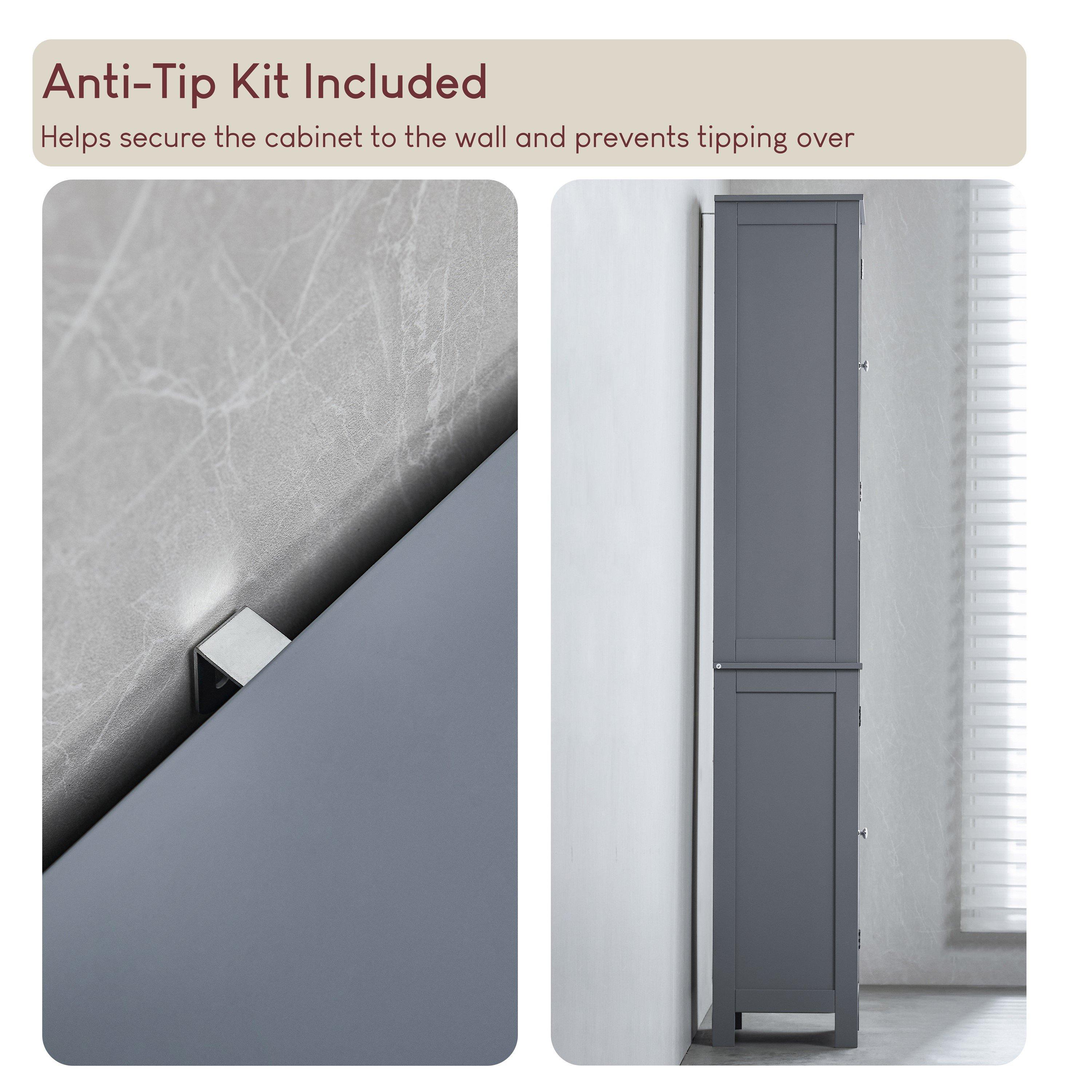 Grey - Lassic - Bath Vida Priano 2 Door Tall Cabinet - 6