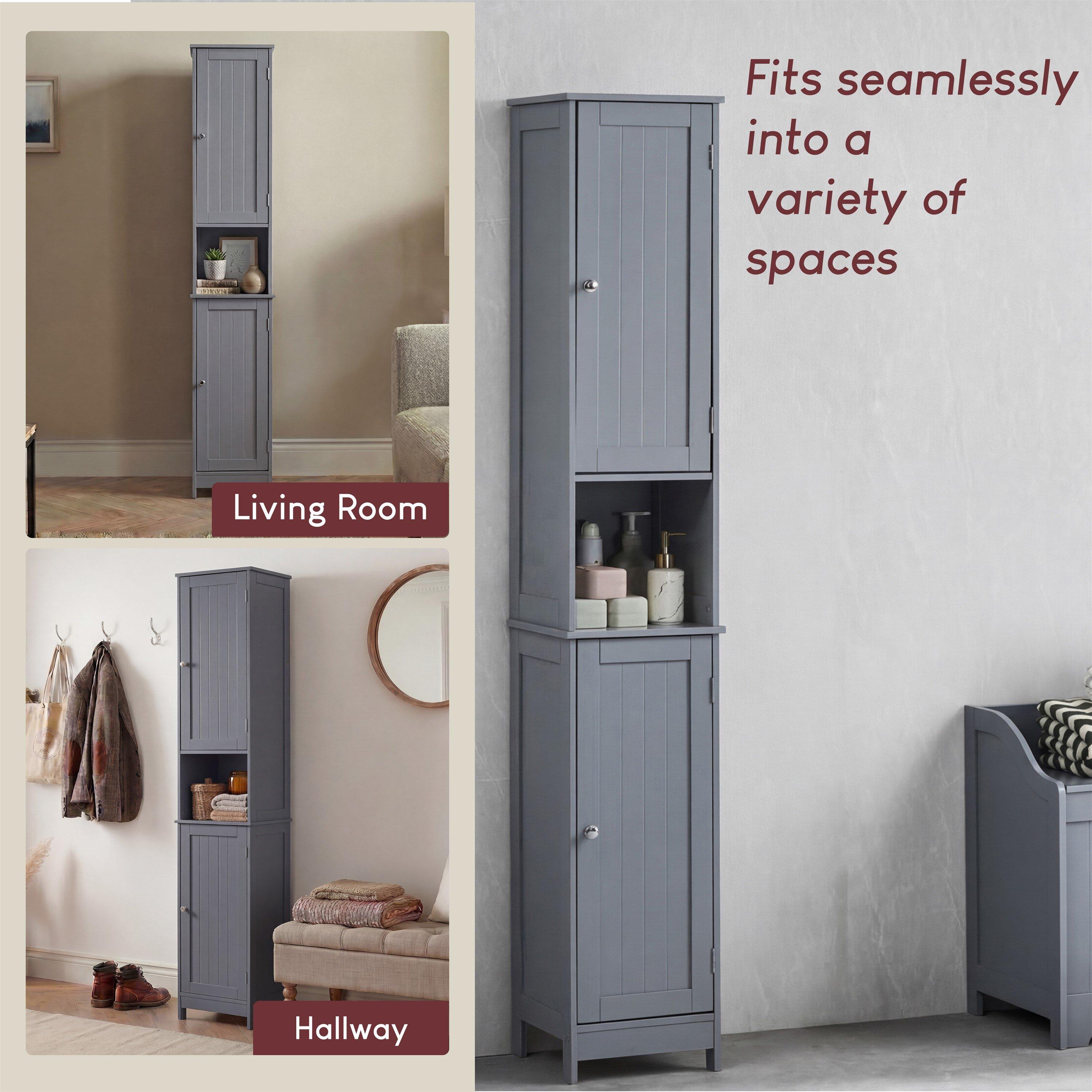 Grey - Lassic - Bath Vida Priano 2 Door Tall Cabinet - 7