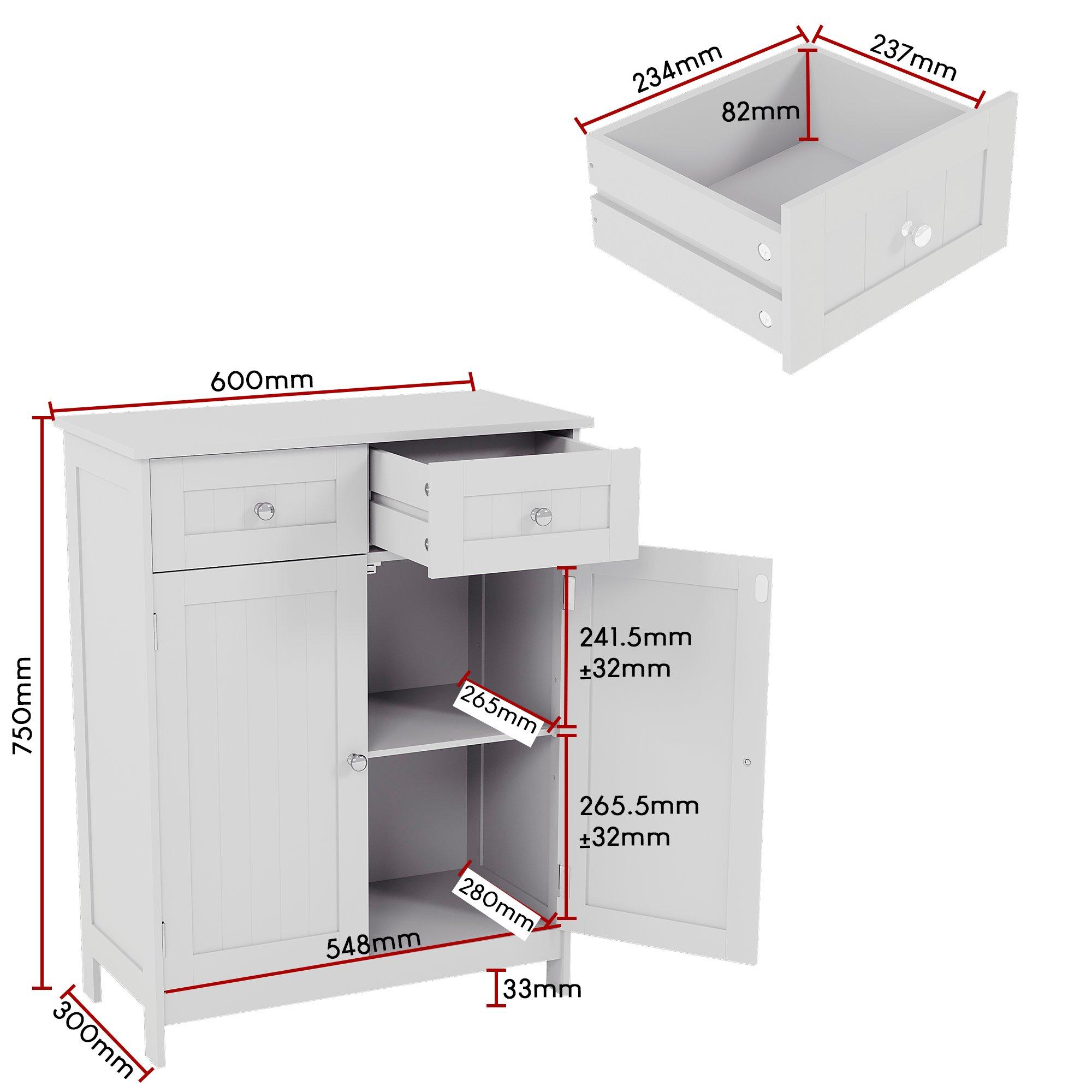 White - Lassic - Priano 2 Drawer 2 Door Freestanding Cabinet - 2