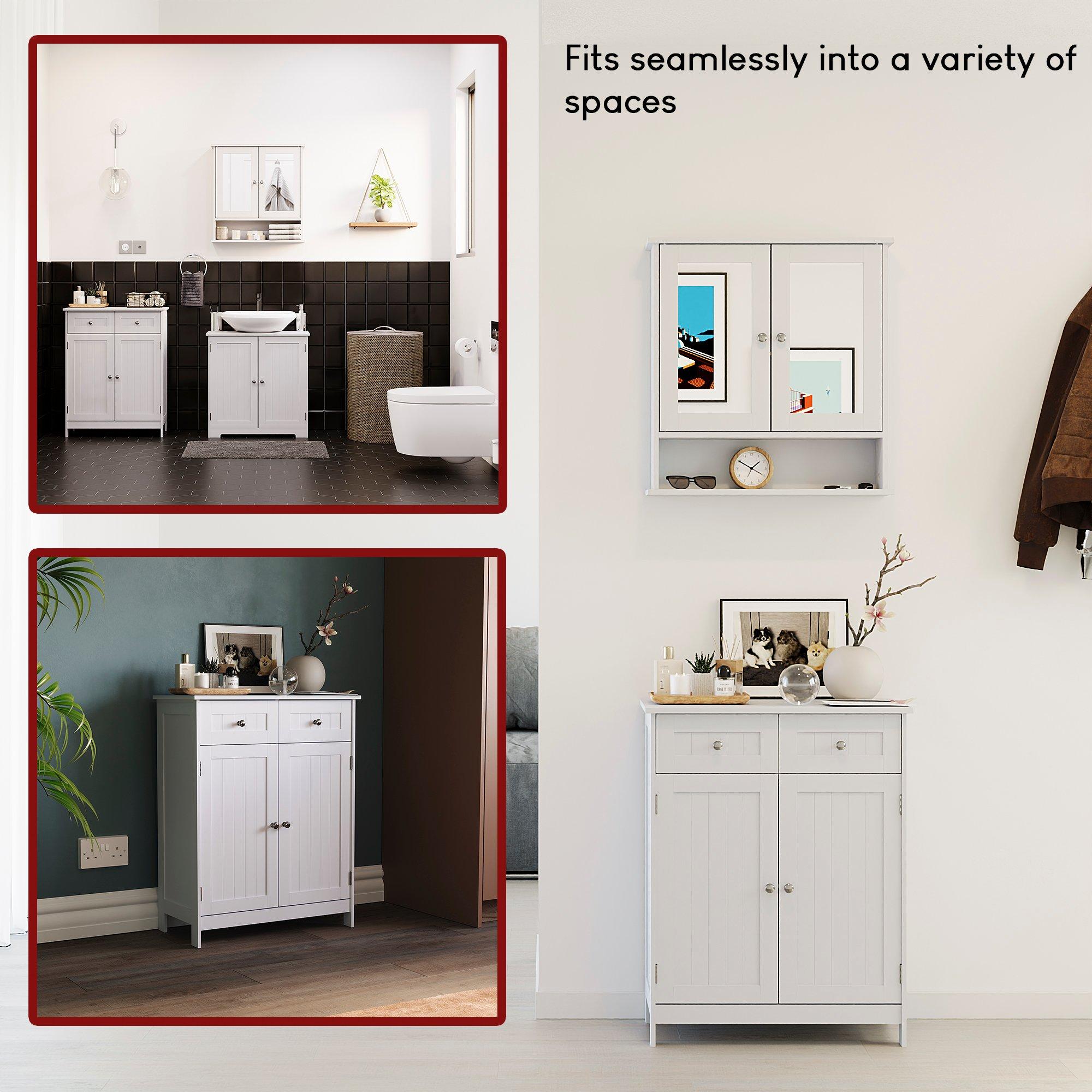 White - Lassic - Priano 2 Drawer 2 Door Freestanding Cabinet - 3