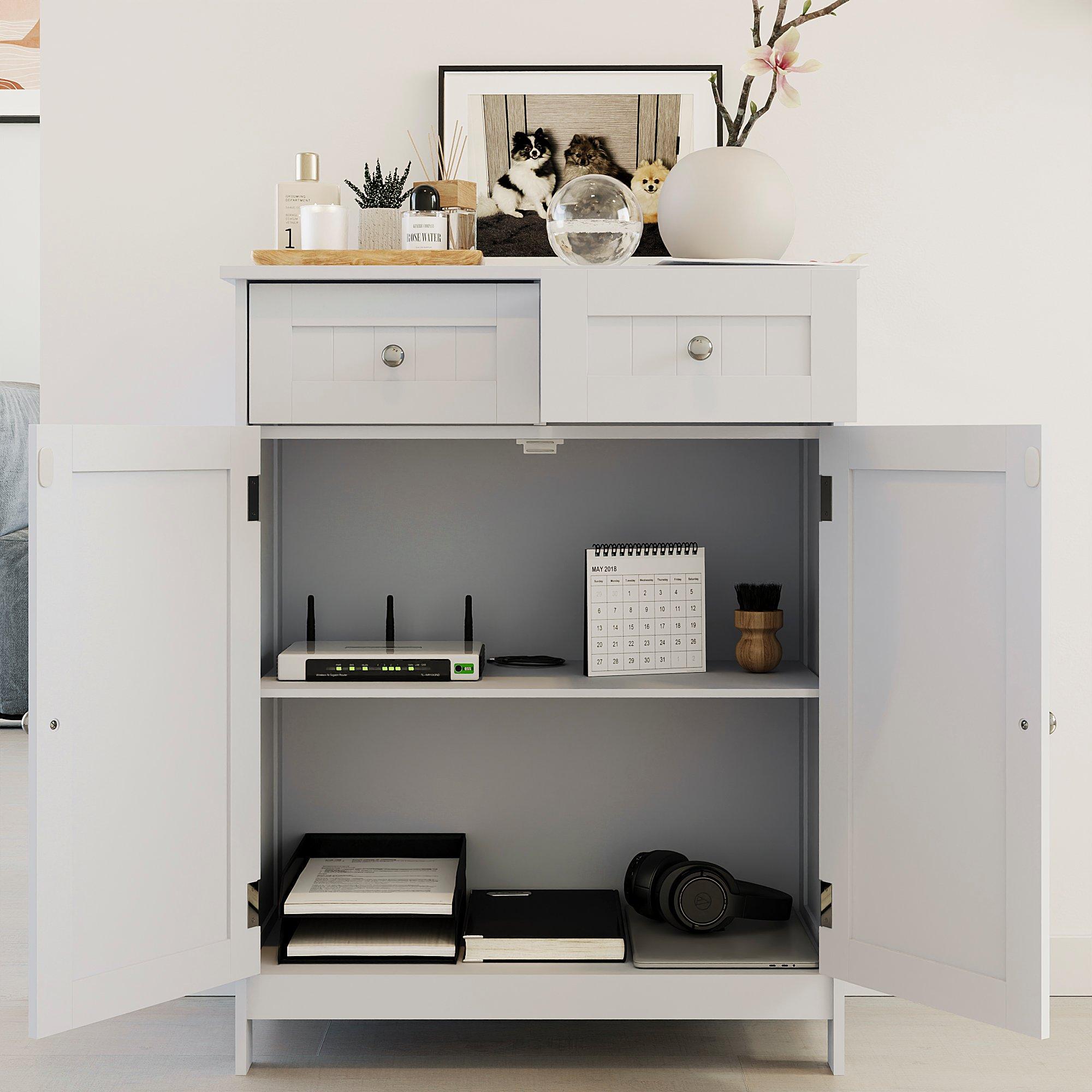 White - Lassic - Priano 2 Drawer 2 Door Freestanding Cabinet - 6