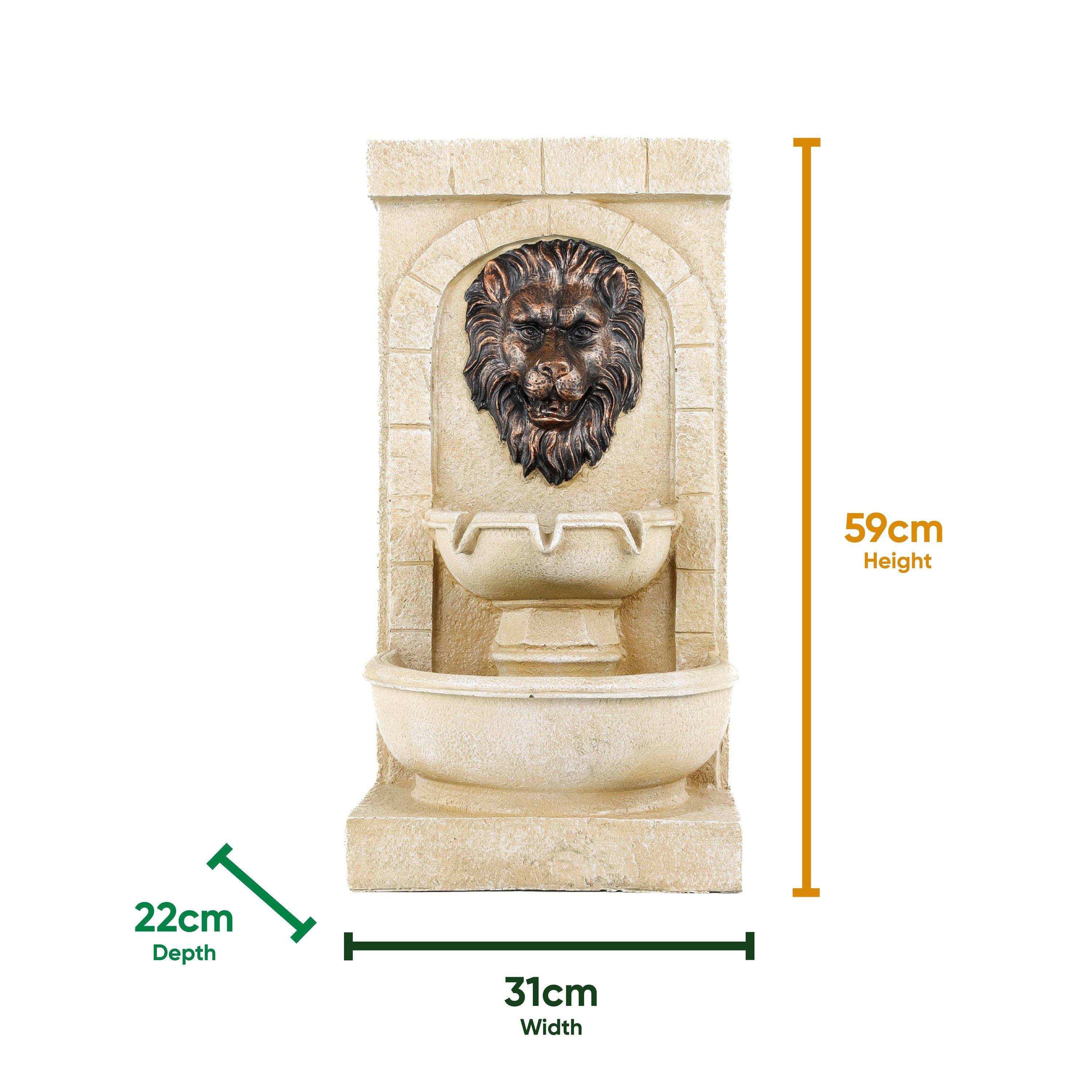 Cream - Streetwize - Solar Water Feature - Lion Head Fountain - 2