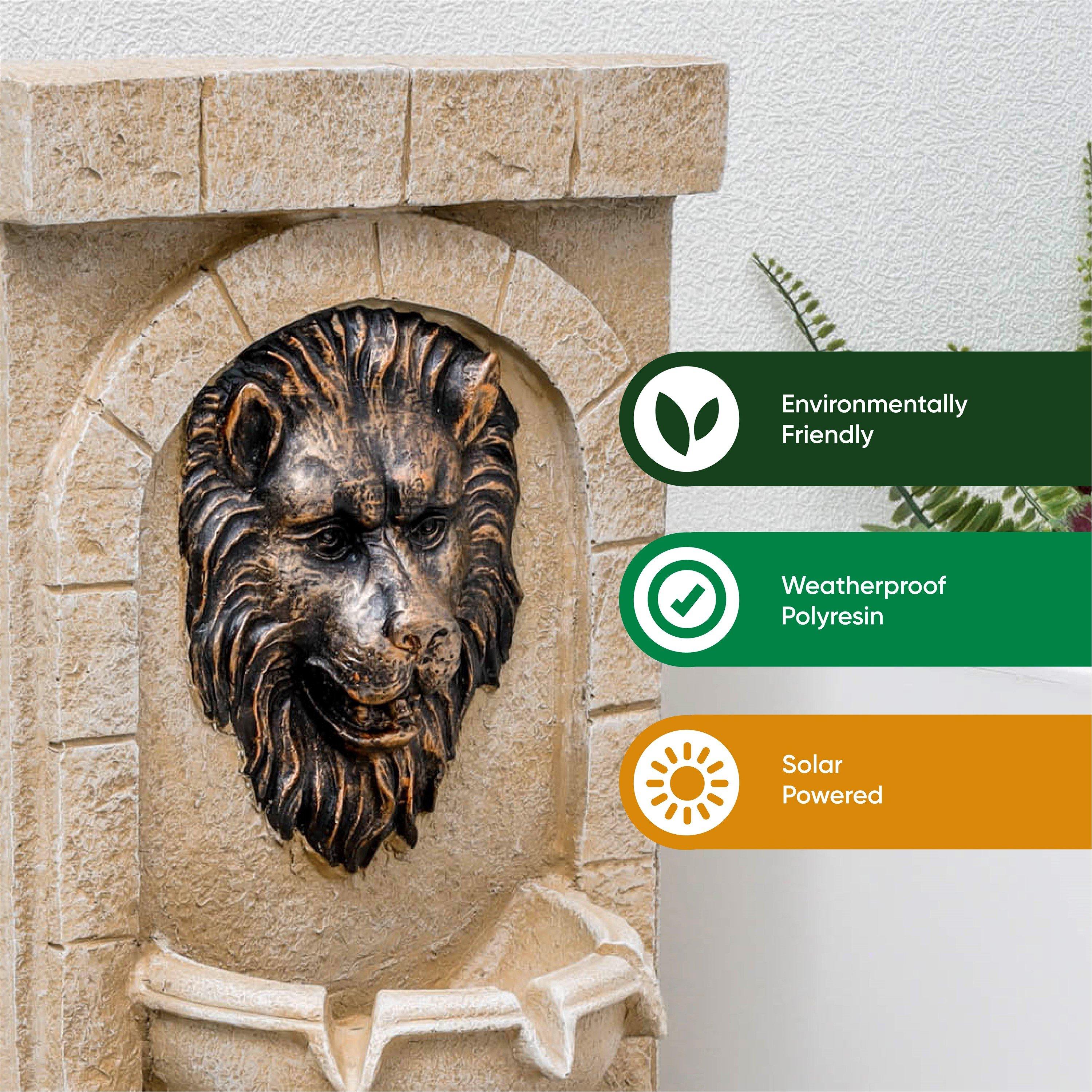 Cream - Streetwize - Solar Water Feature - Lion Head Fountain - 4
