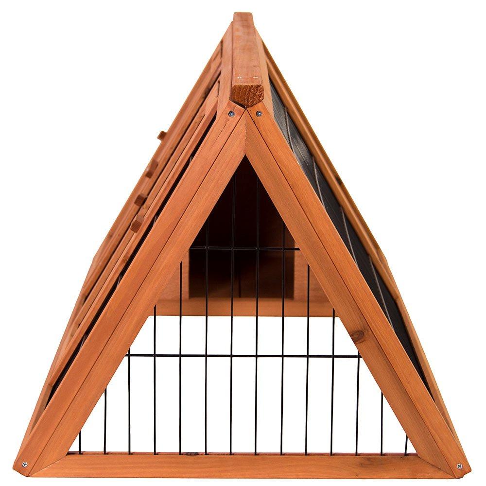 Brown - Lassic - Pet Vida Triangle Wooden Pet Hutch Large - 3