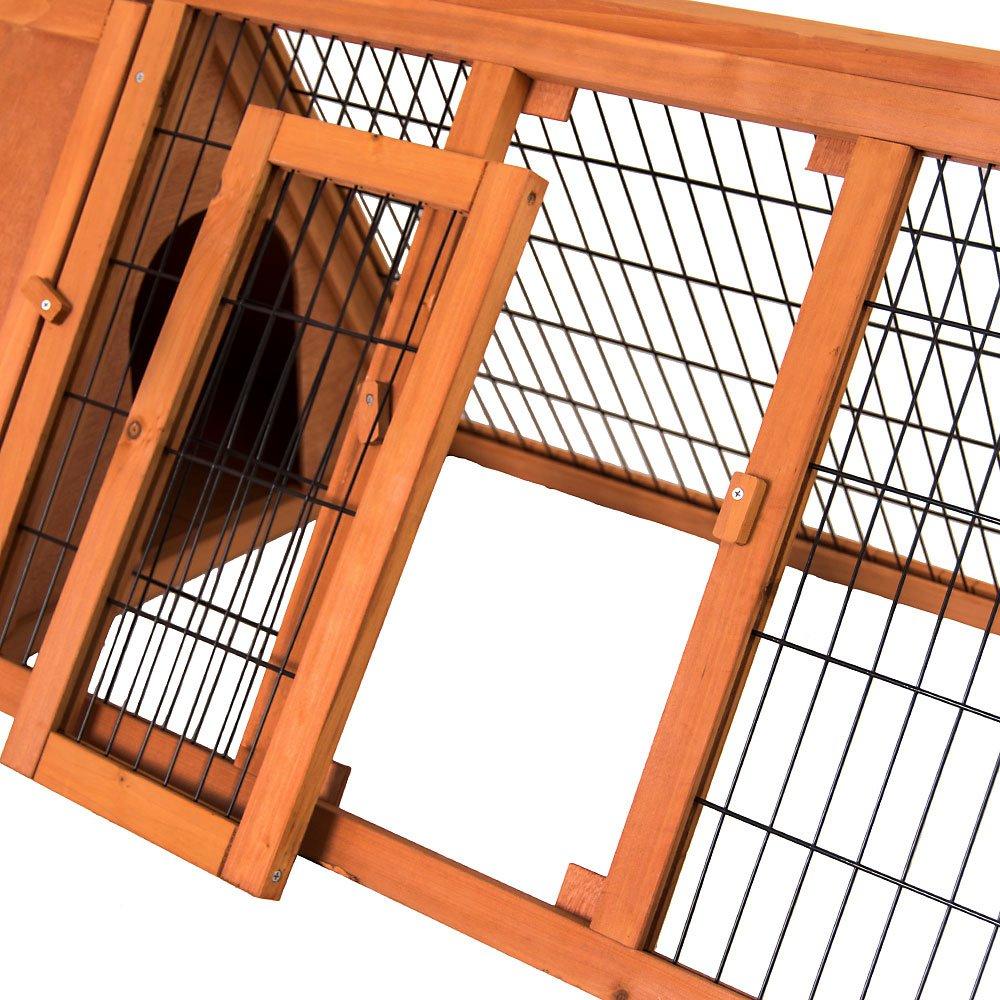 Brown - Lassic - Pet Vida Triangle Wooden Pet Hutch Large - 4