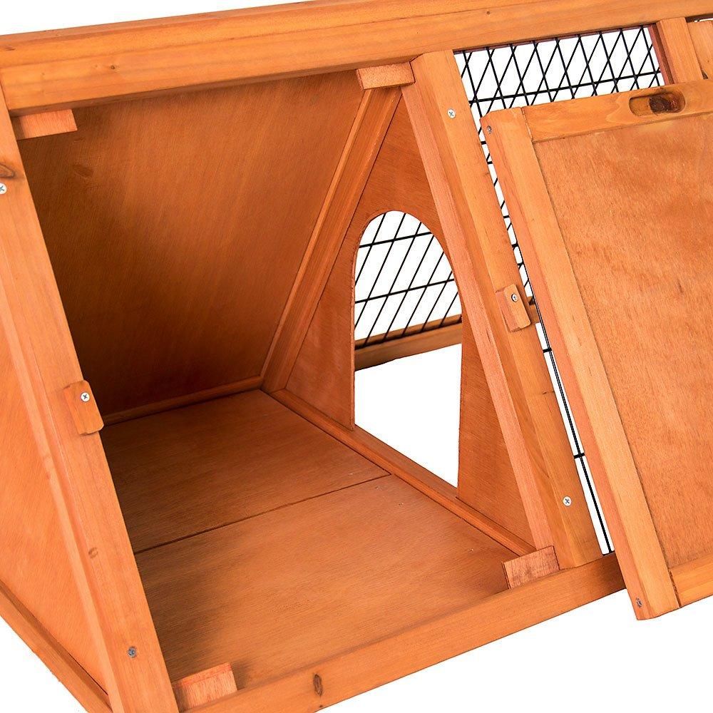 Brown - Lassic - Pet Vida Triangle Wooden Pet Hutch Large - 5
