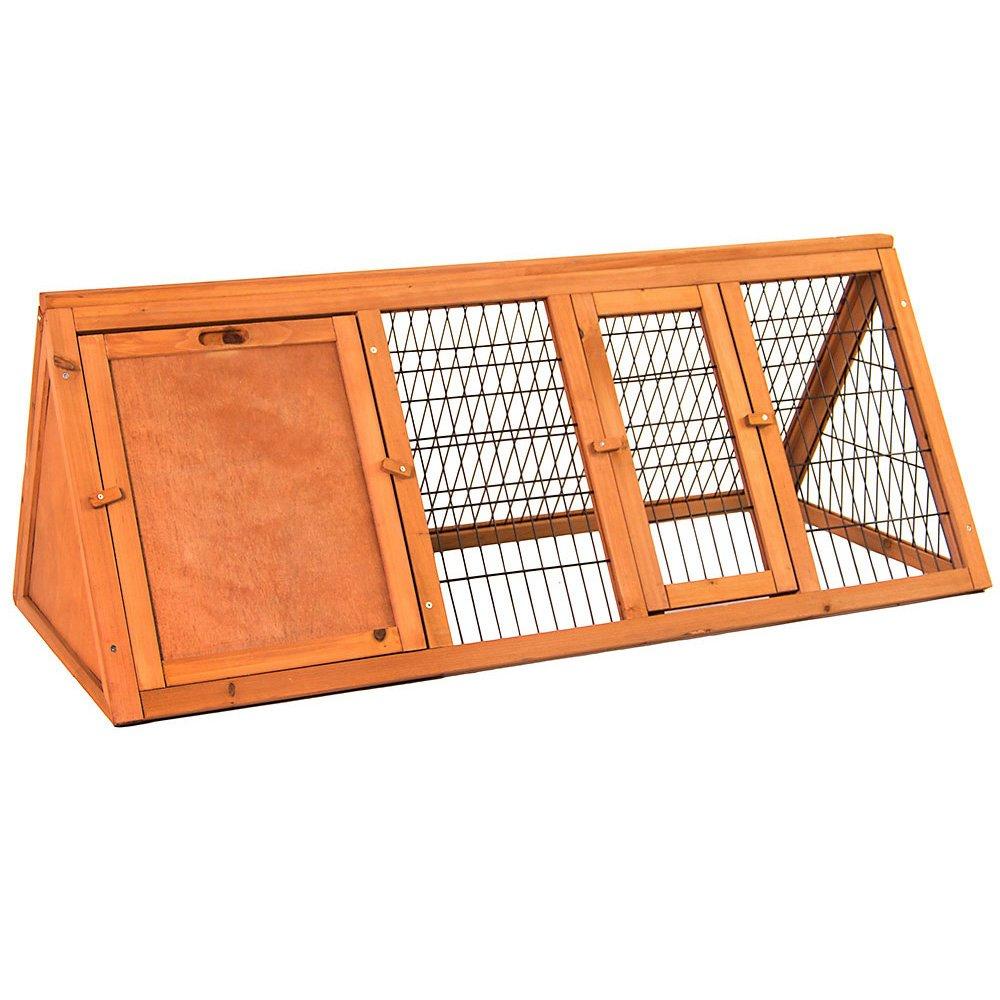 Brown - Lassic - Pet Vida Triangle Wooden Pet Hutch Large - 7