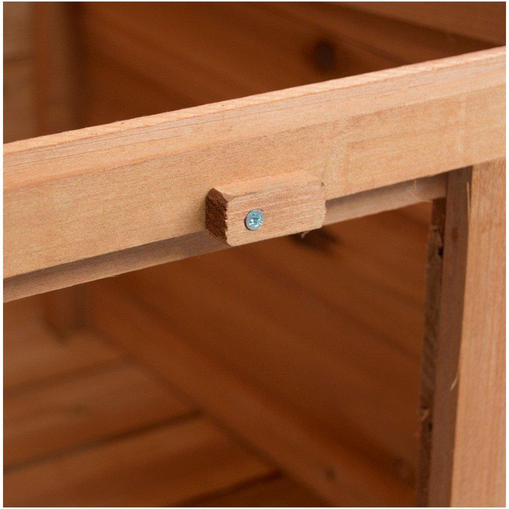 Brown - Lassic - Pet Vida Wooden Pet Hutch House - 7