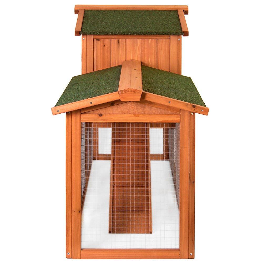 Brown - Lassic - Pet Vida Double Wooden Pet Hutch - 4