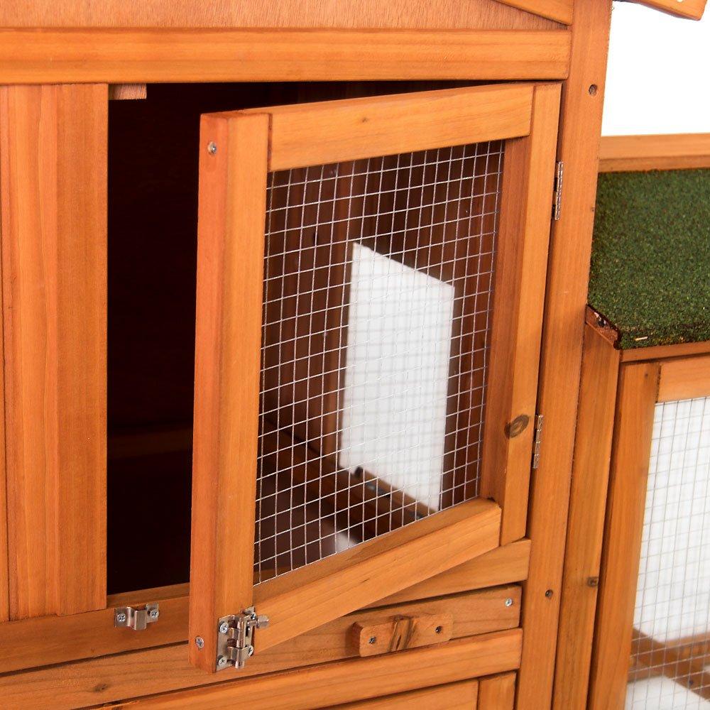 Brown - Lassic - Pet Vida Double Wooden Pet Hutch - 6
