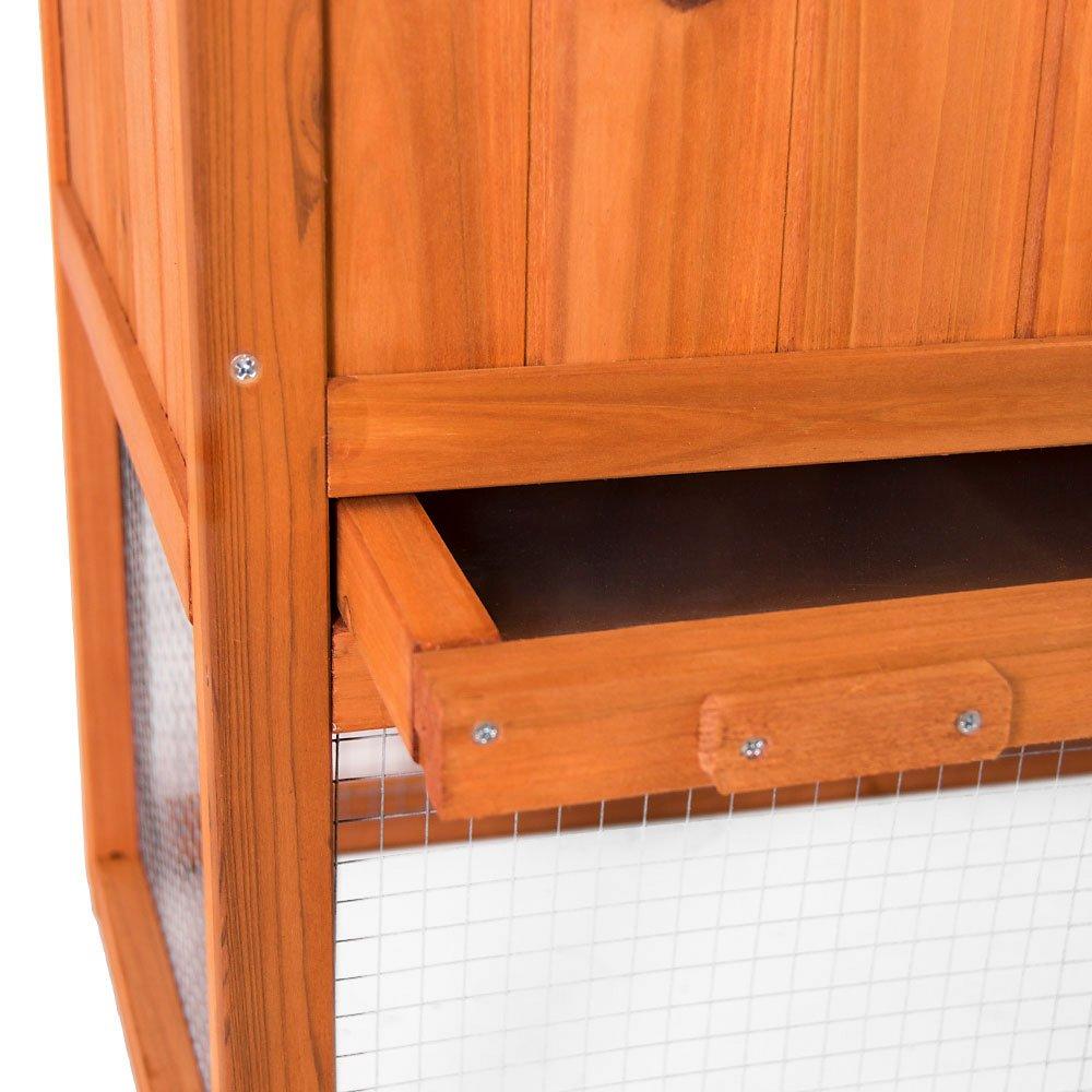 Brown - Lassic - Pet Vida Double Wooden Pet Hutch - 7