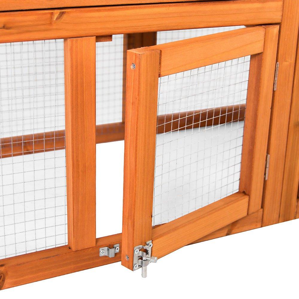Brown - Lassic - Pet Vida Double Wooden Pet Hutch - 9