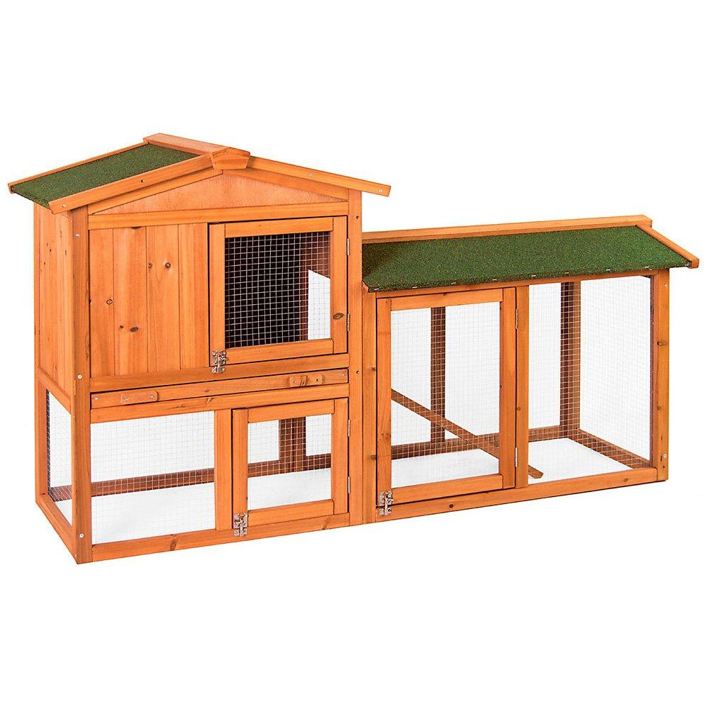 Brown - Lassic - Pet Vida Double Wooden Pet Hutch - 10