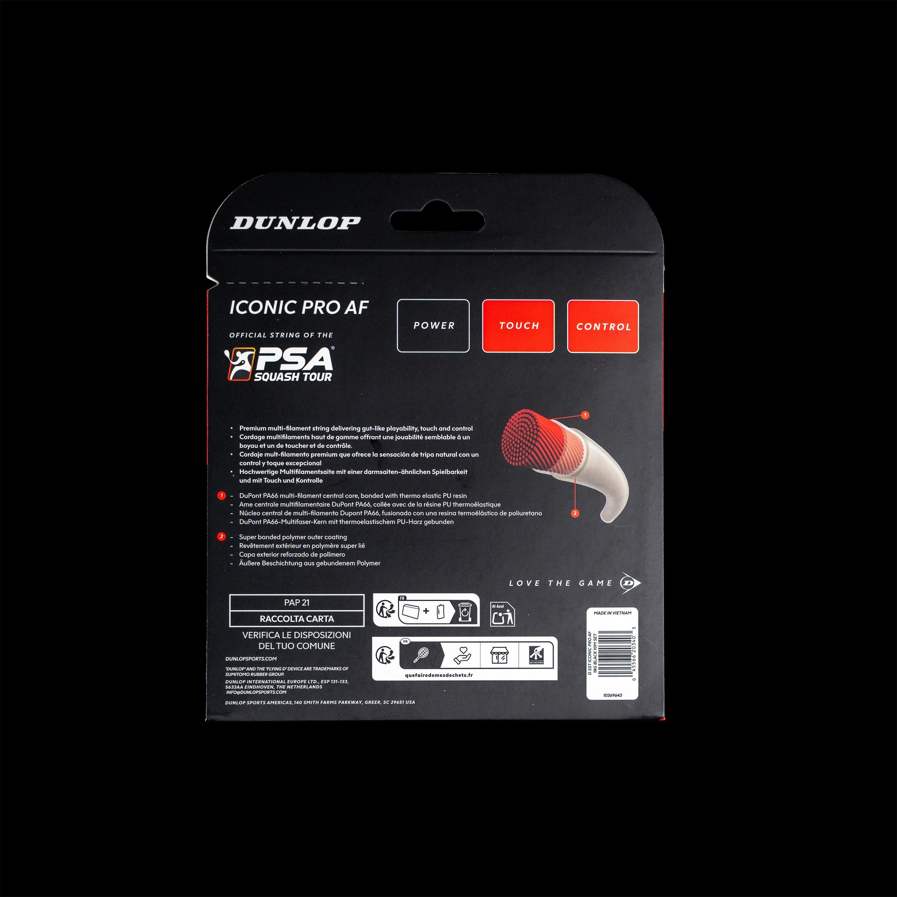 Black - Dunlop - Iconic Pro 18g Squash Racket Strings - 2