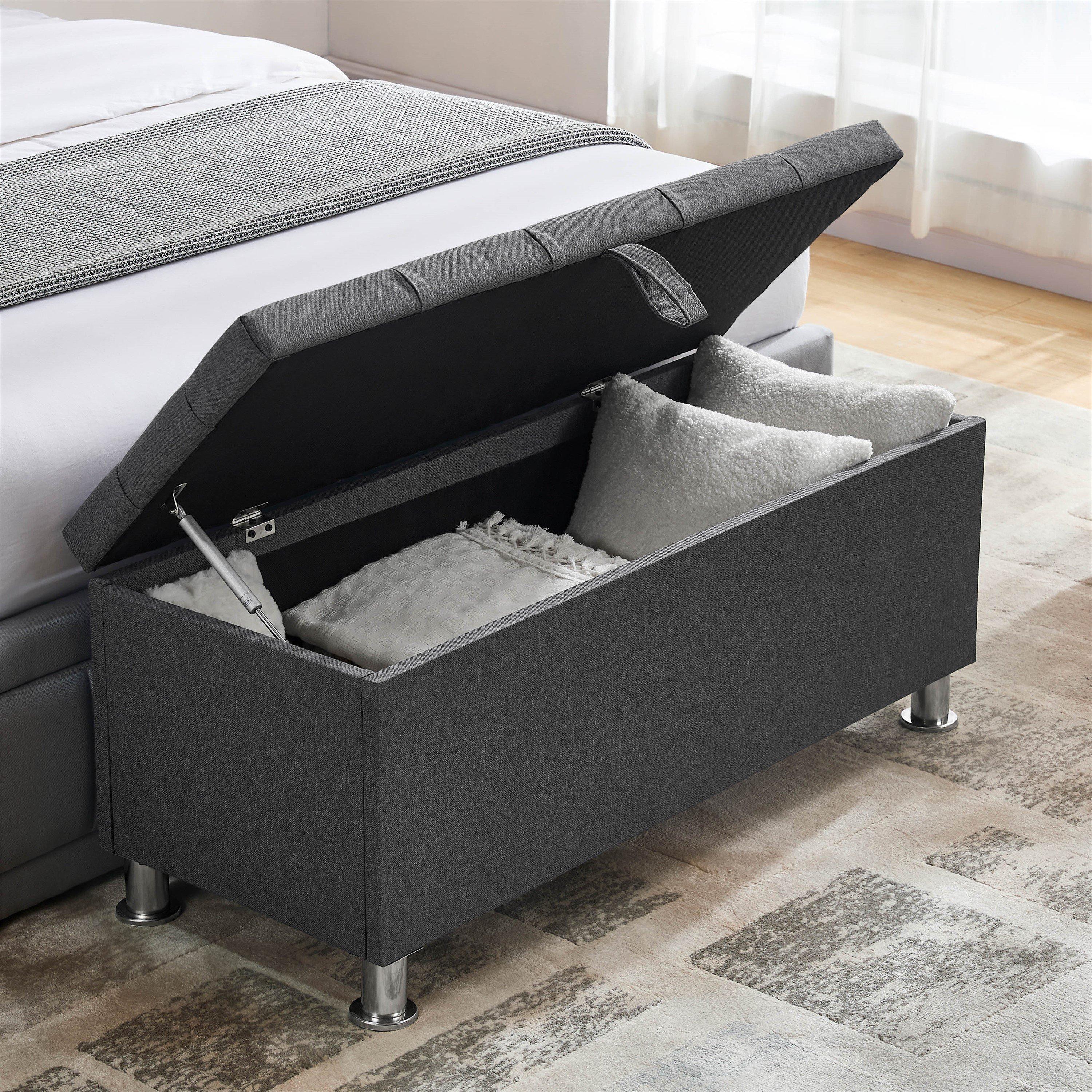 Dark Grey Linen - Lassic - Vida Designs Valencia Storage Ottoman UKFR - 3