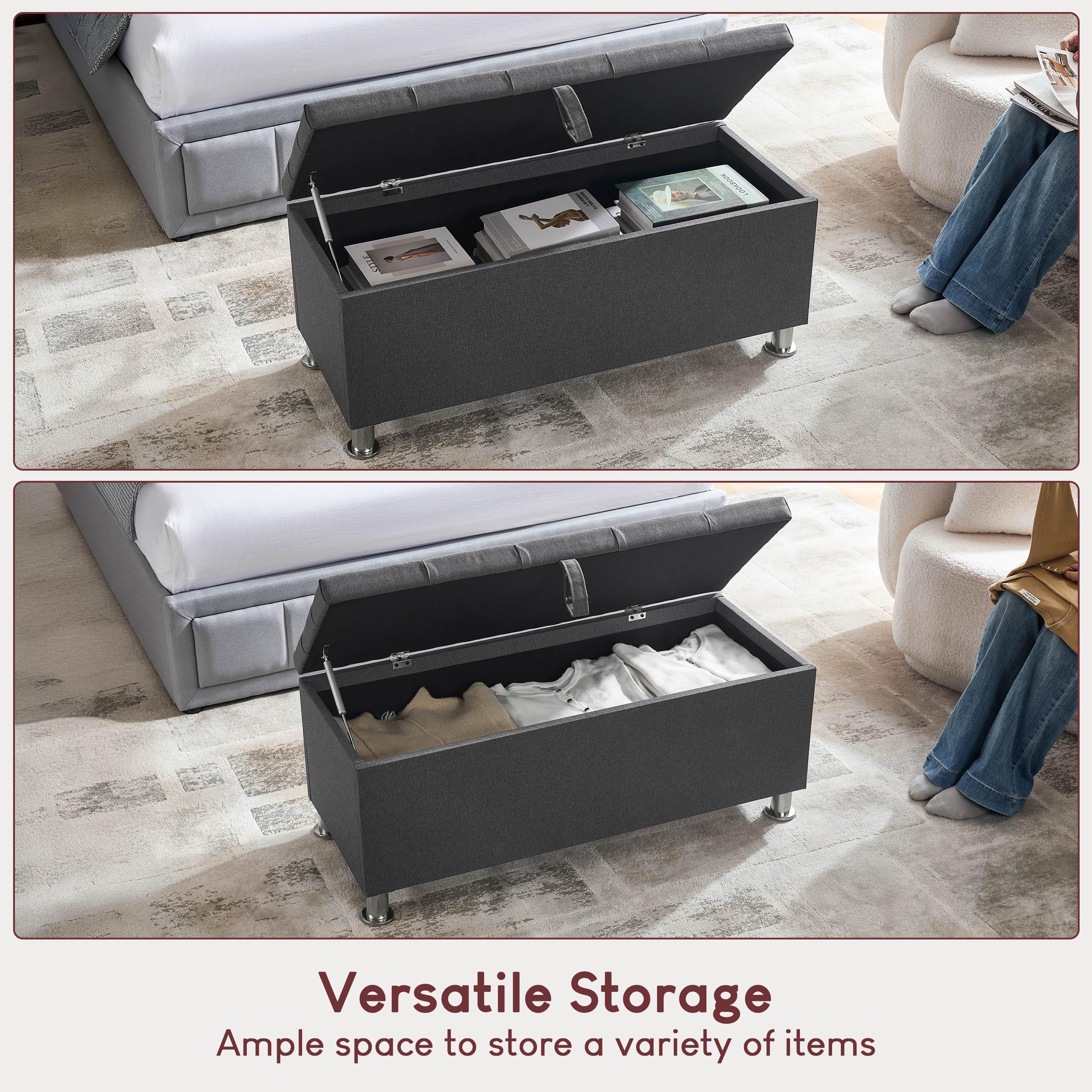 Dark Grey Linen - Lassic - Vida Designs Valencia Storage Ottoman UKFR - 4