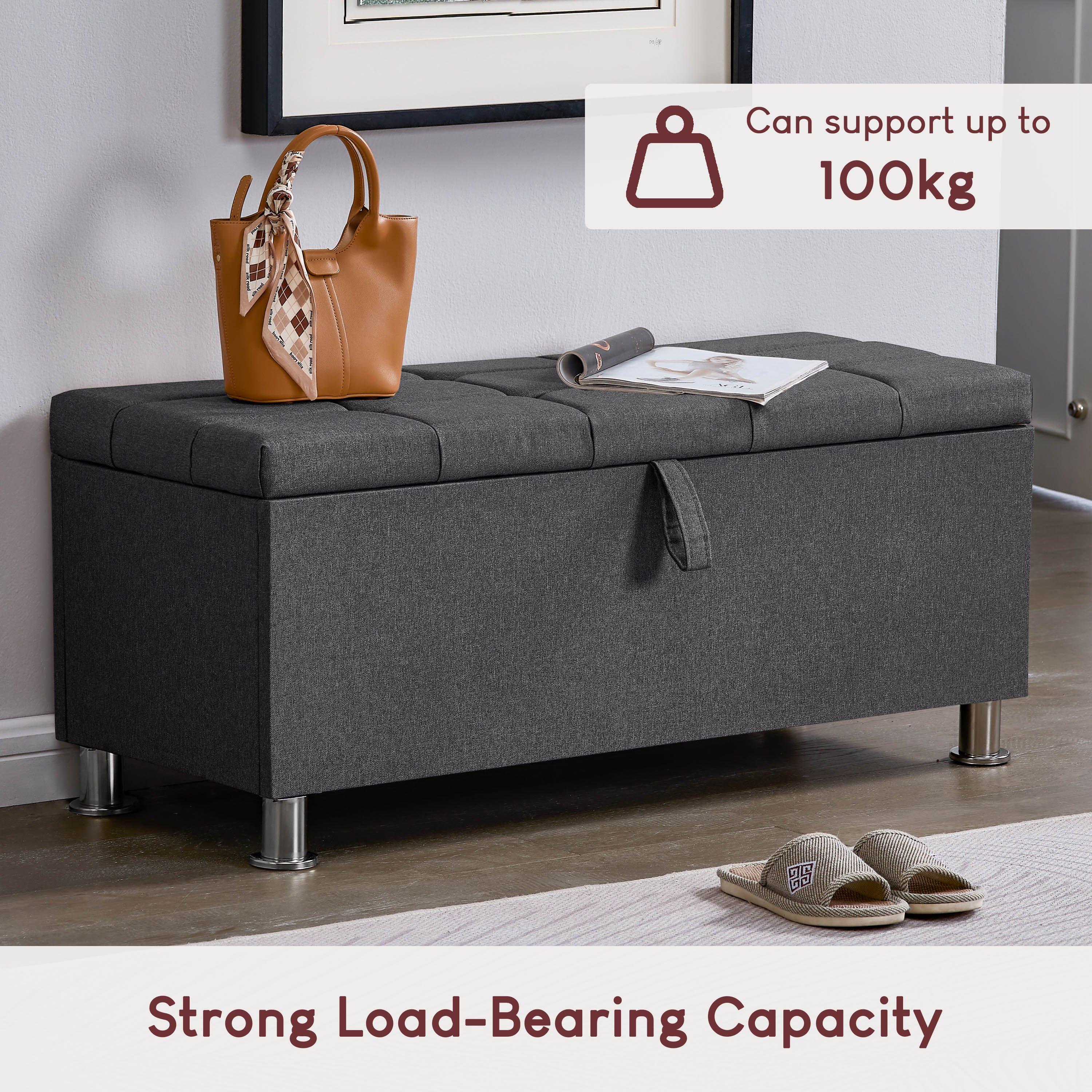 Dark Grey Linen - Lassic - Vida Designs Valencia Storage Ottoman UKFR - 6