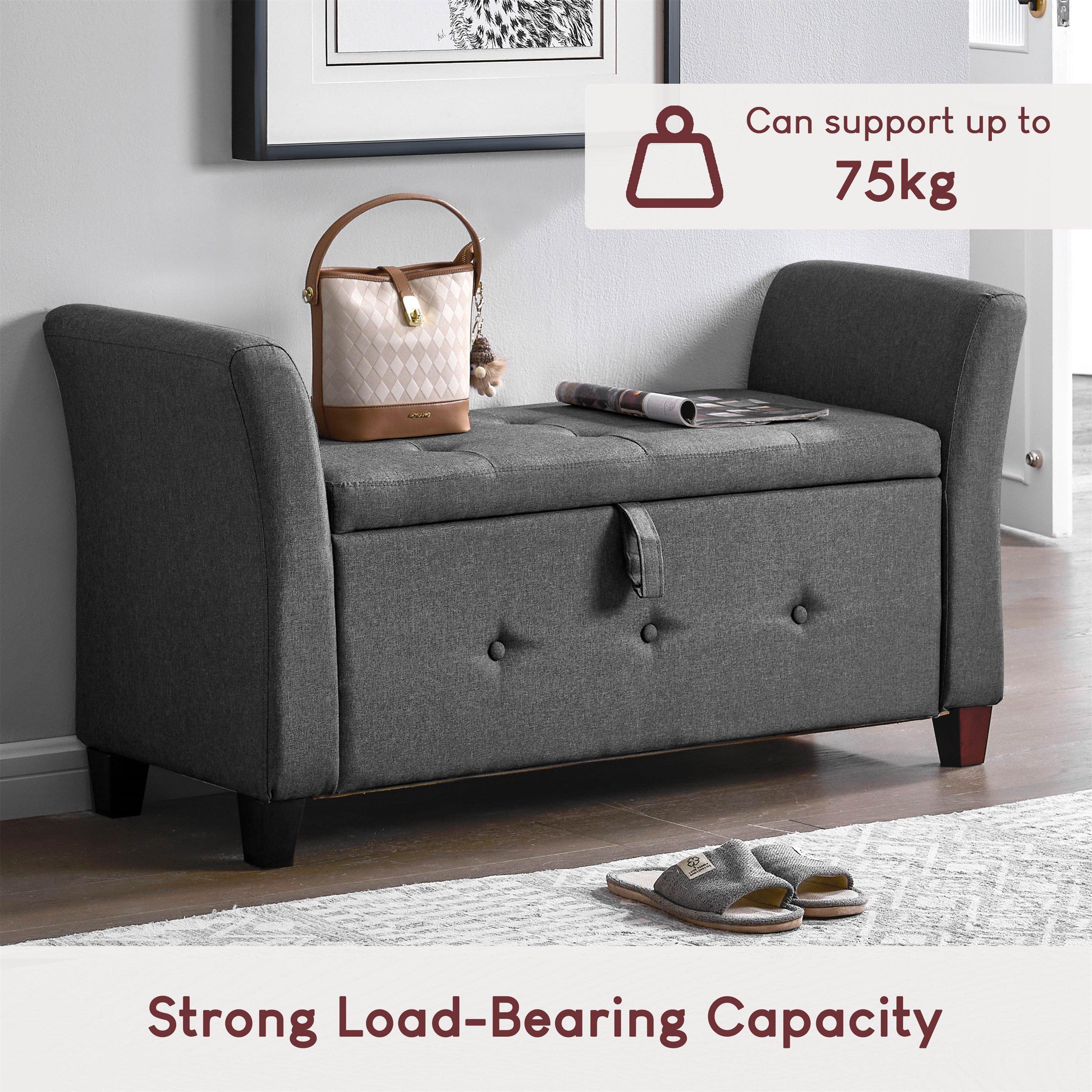 Dark Grey Linen - Lassic - Vida Designs Seville Storage Ottoman UKFR - 4