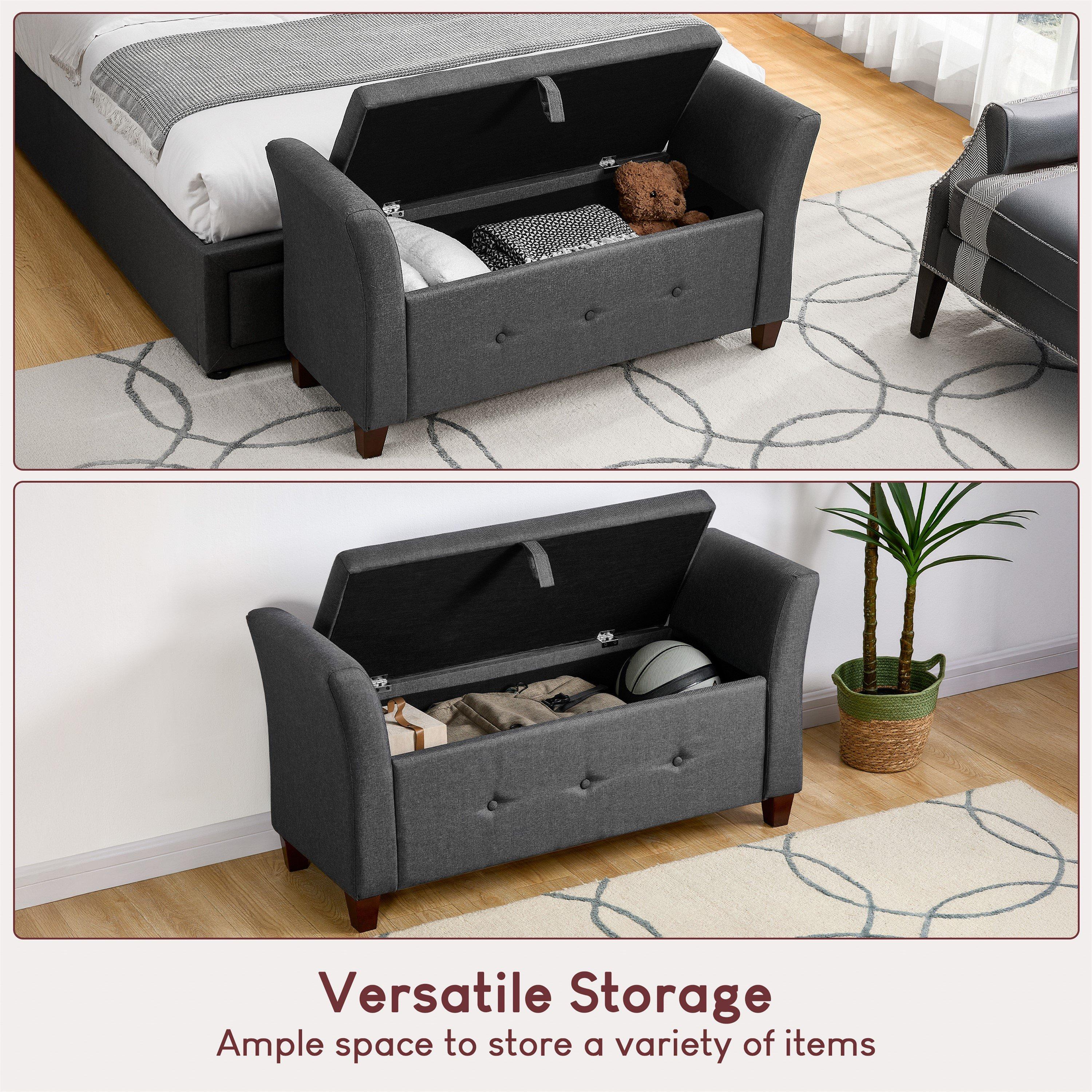 Dark Grey Linen - Lassic - Vida Designs Seville Storage Ottoman UKFR - 7