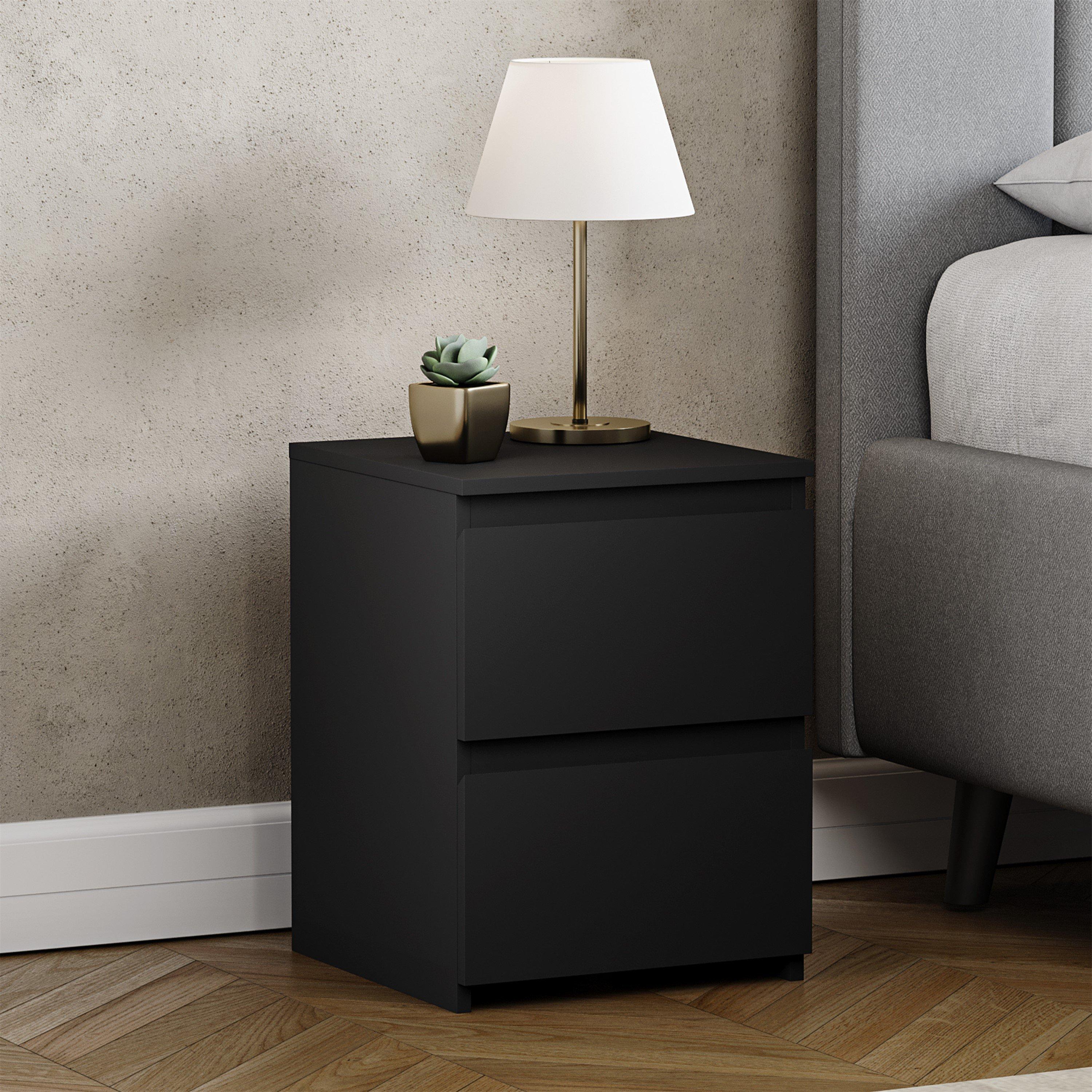 Black - Lassic - Vida Designs Denver 2 Drawer Bedside Chest - 1