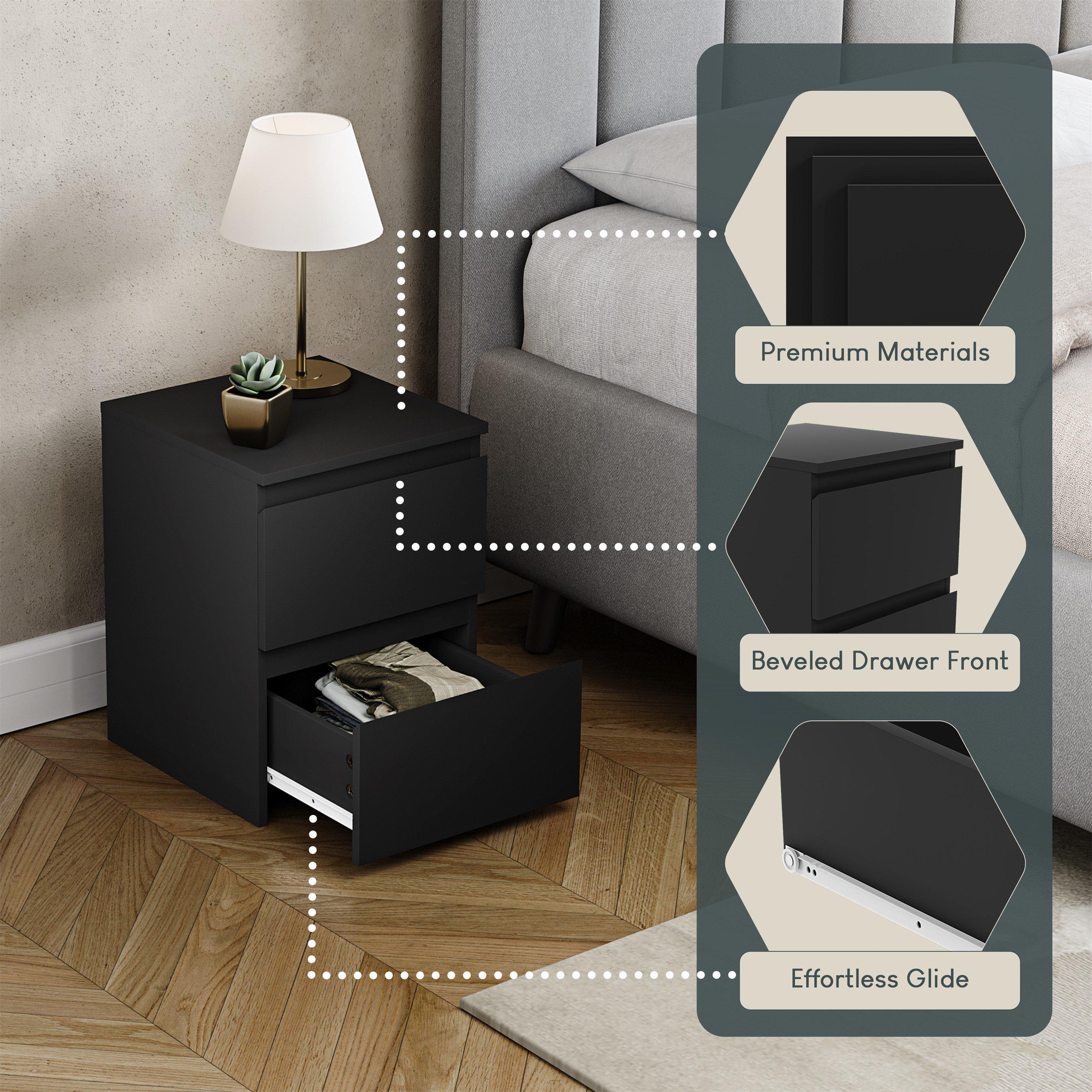 Black - Lassic - Vida Designs Denver 2 Drawer Bedside Chest - 8