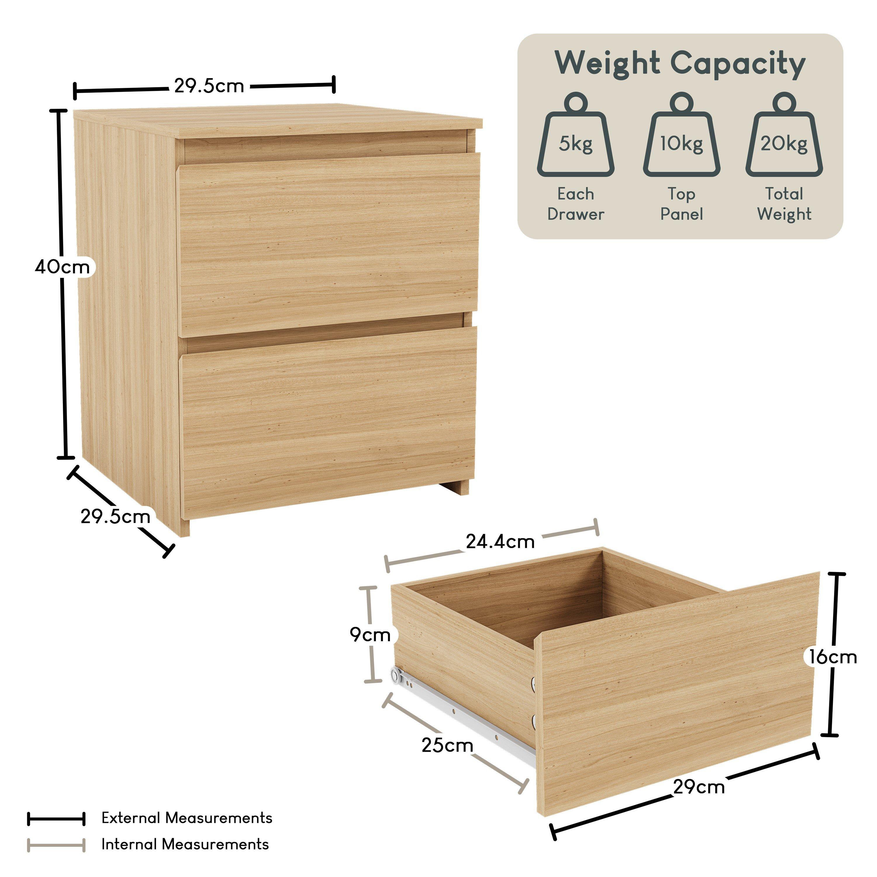 Pine - Lassic - Vida Designs Denver 2 Drawer Bedside Chest - 2