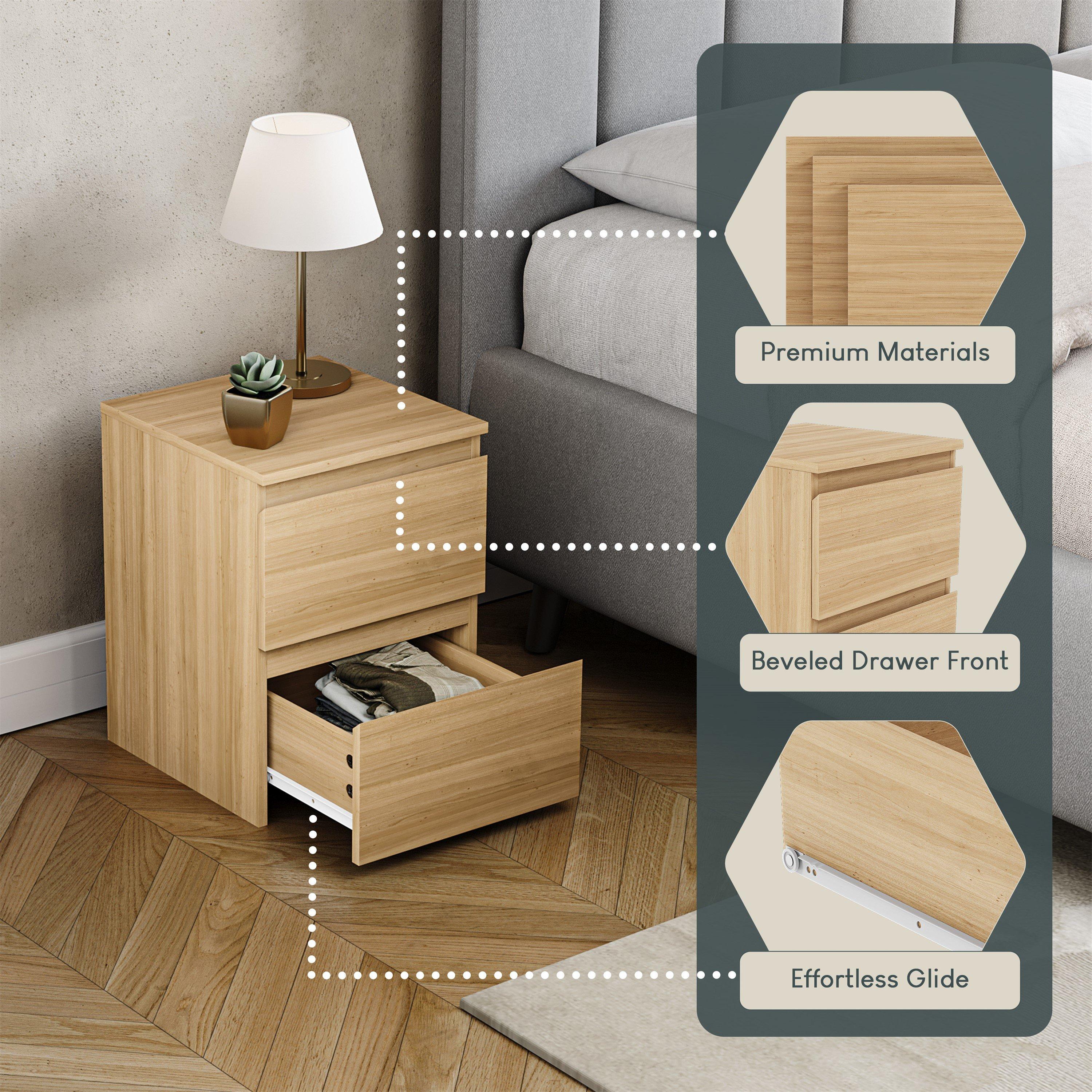 Pine - Lassic - Vida Designs Denver 2 Drawer Bedside Chest - 8