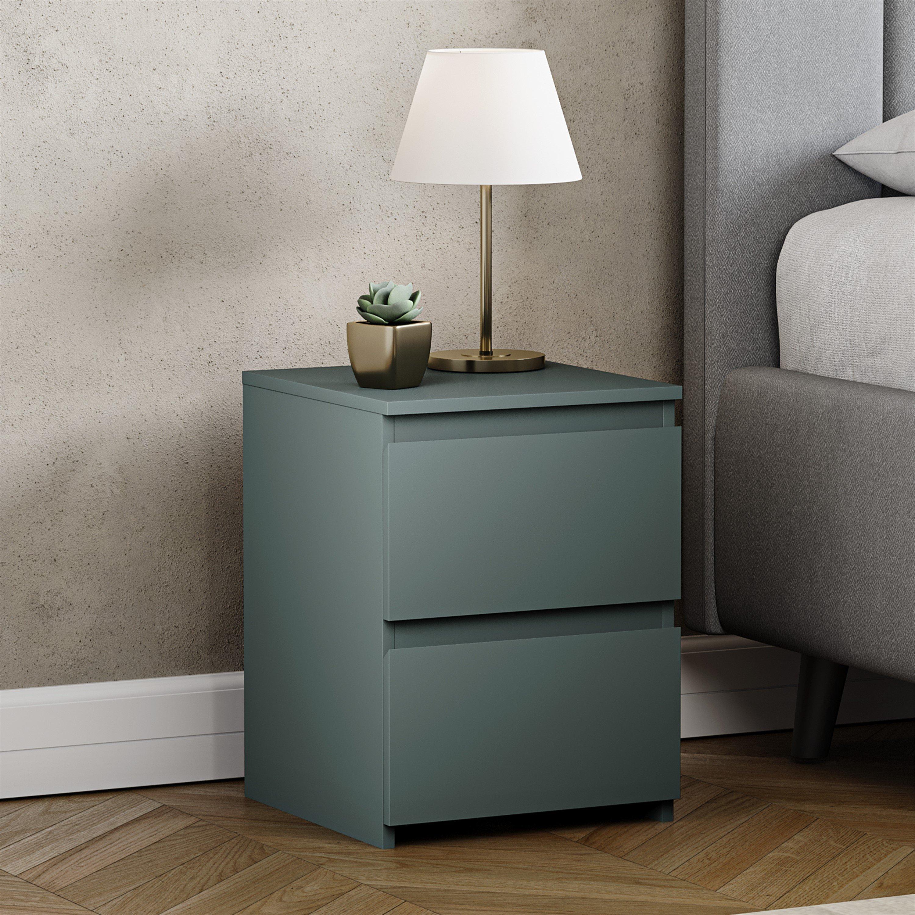 Lassic  Vida Designs Denver 2 Drawer Bedside Chest - Jasper Green - 2 Drawer