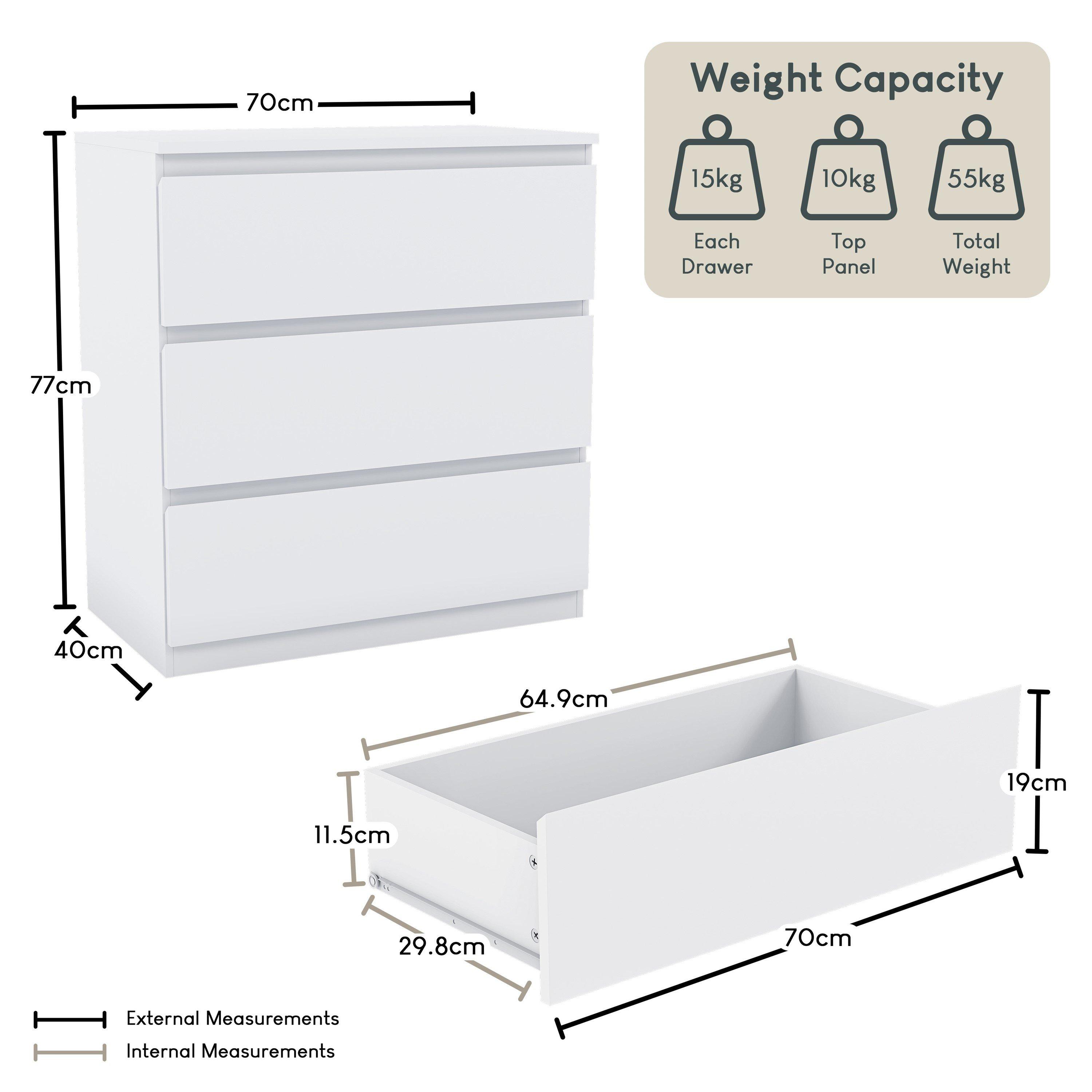 White - Lassic - Vida Designs Denver 3 Drawer Chest - 2