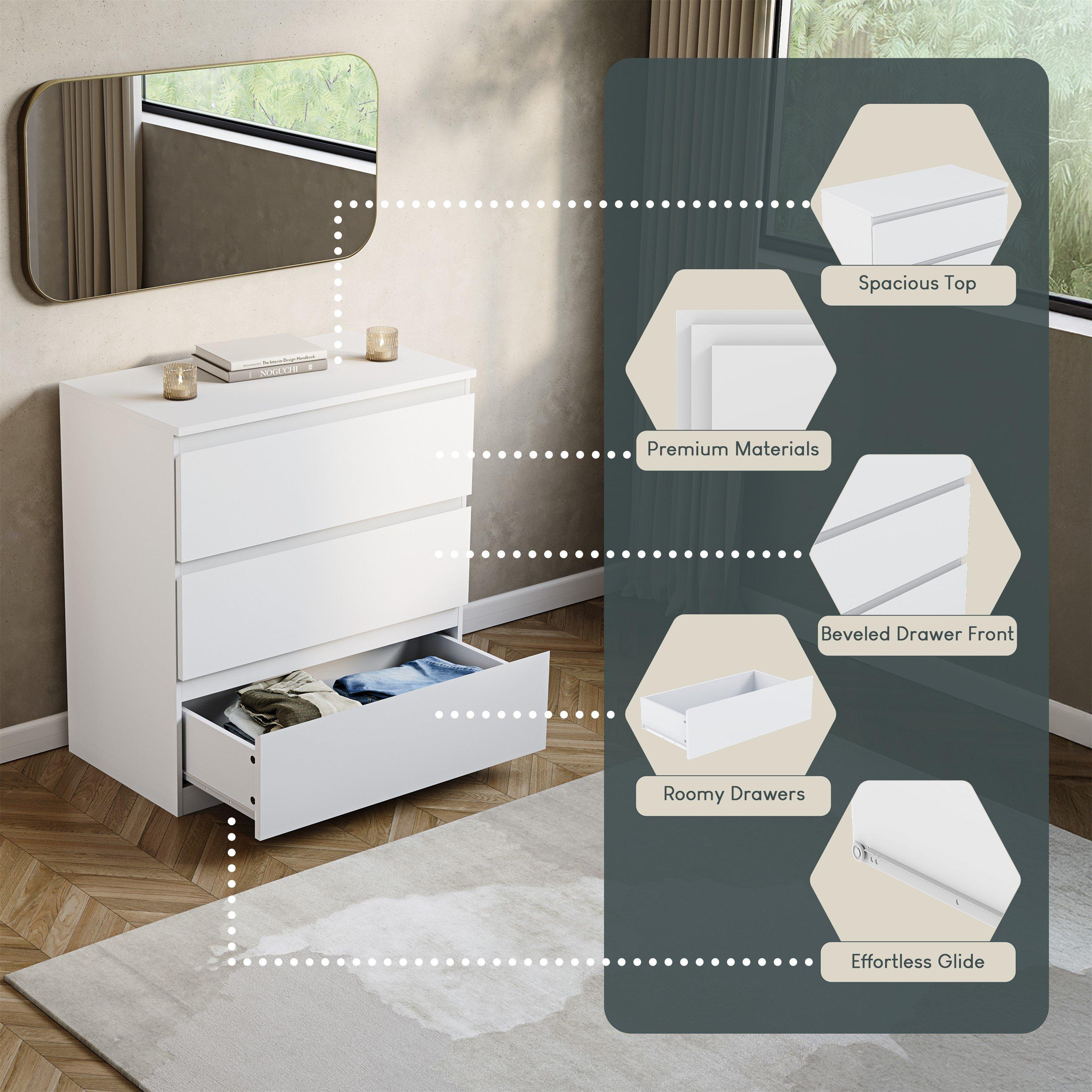 White - Lassic - Vida Designs Denver 3 Drawer Chest - 7