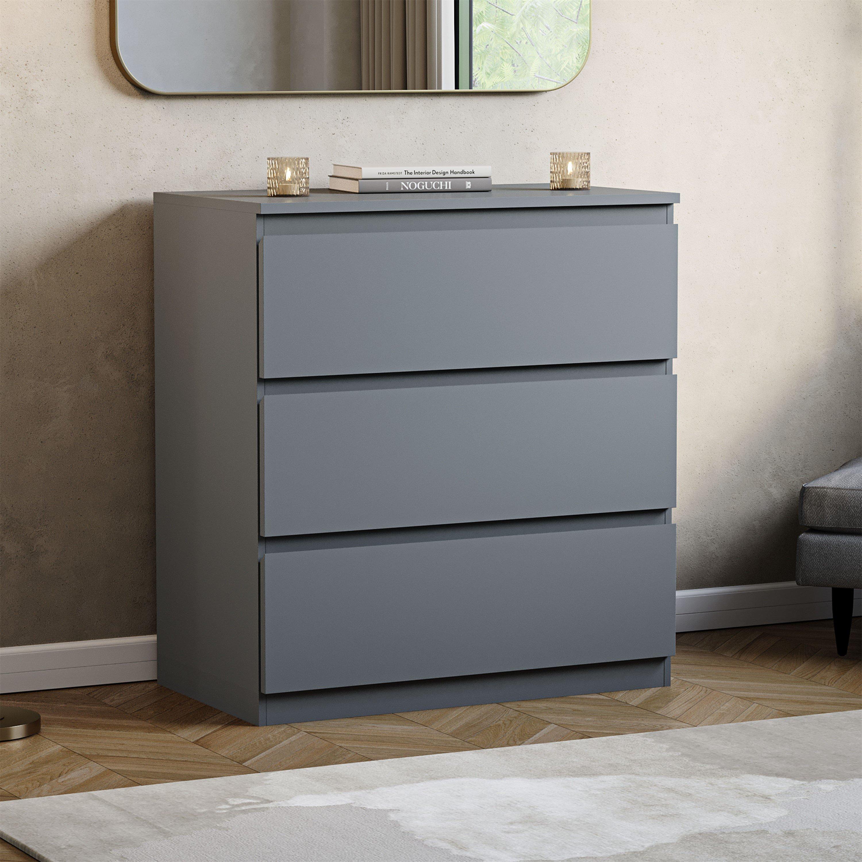 Grey - Lassic - Vida Designs Denver 3 Drawer Chest - 1