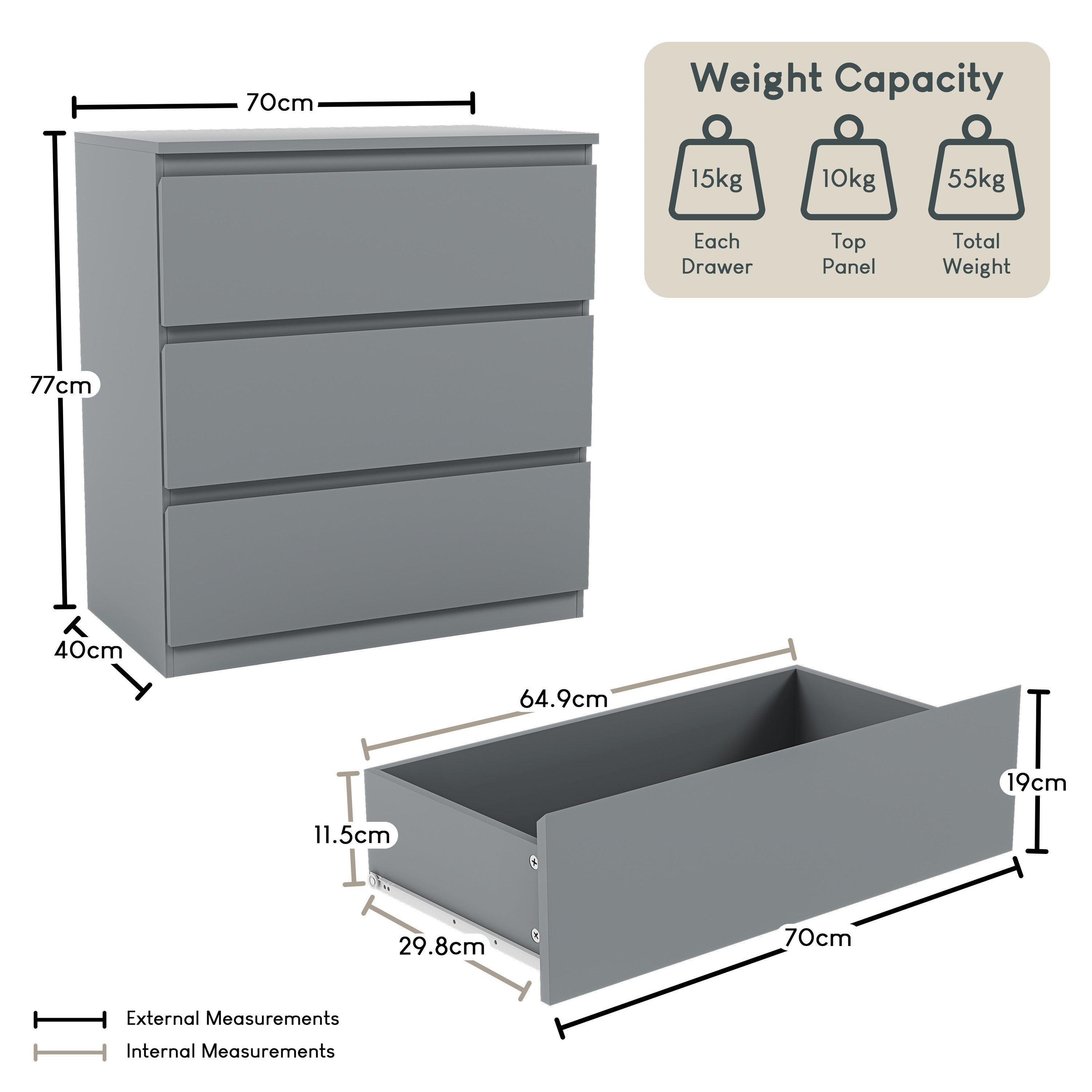 Grey - Lassic - Vida Designs Denver 3 Drawer Chest - 2