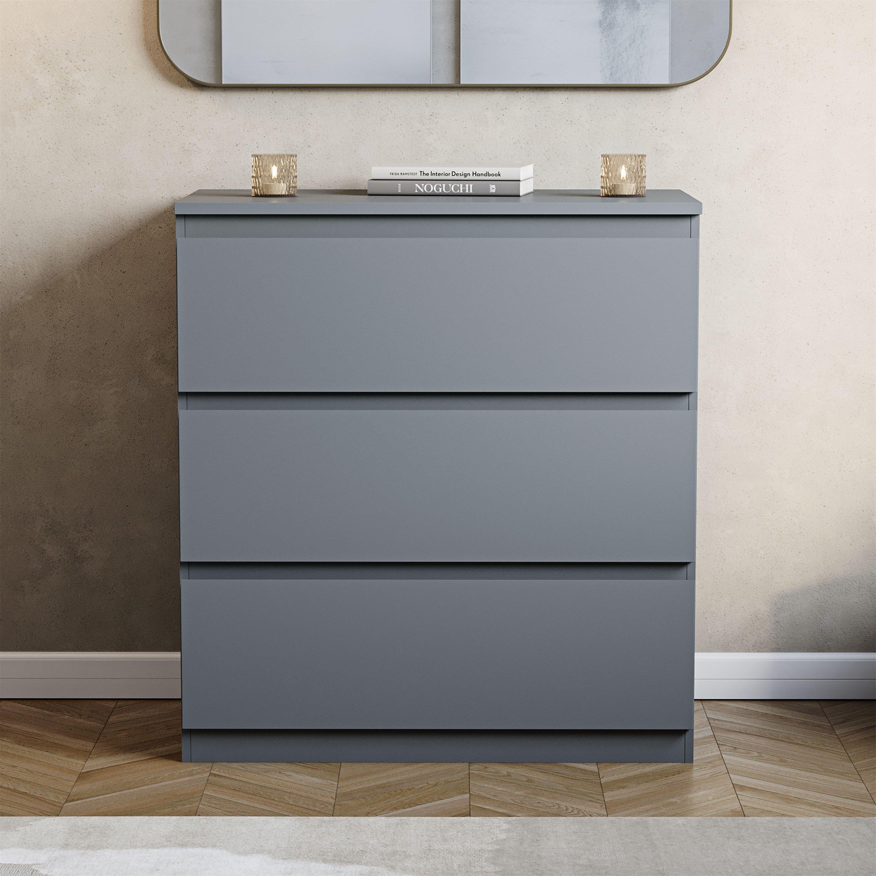 Grey - Lassic - Vida Designs Denver 3 Drawer Chest - 3
