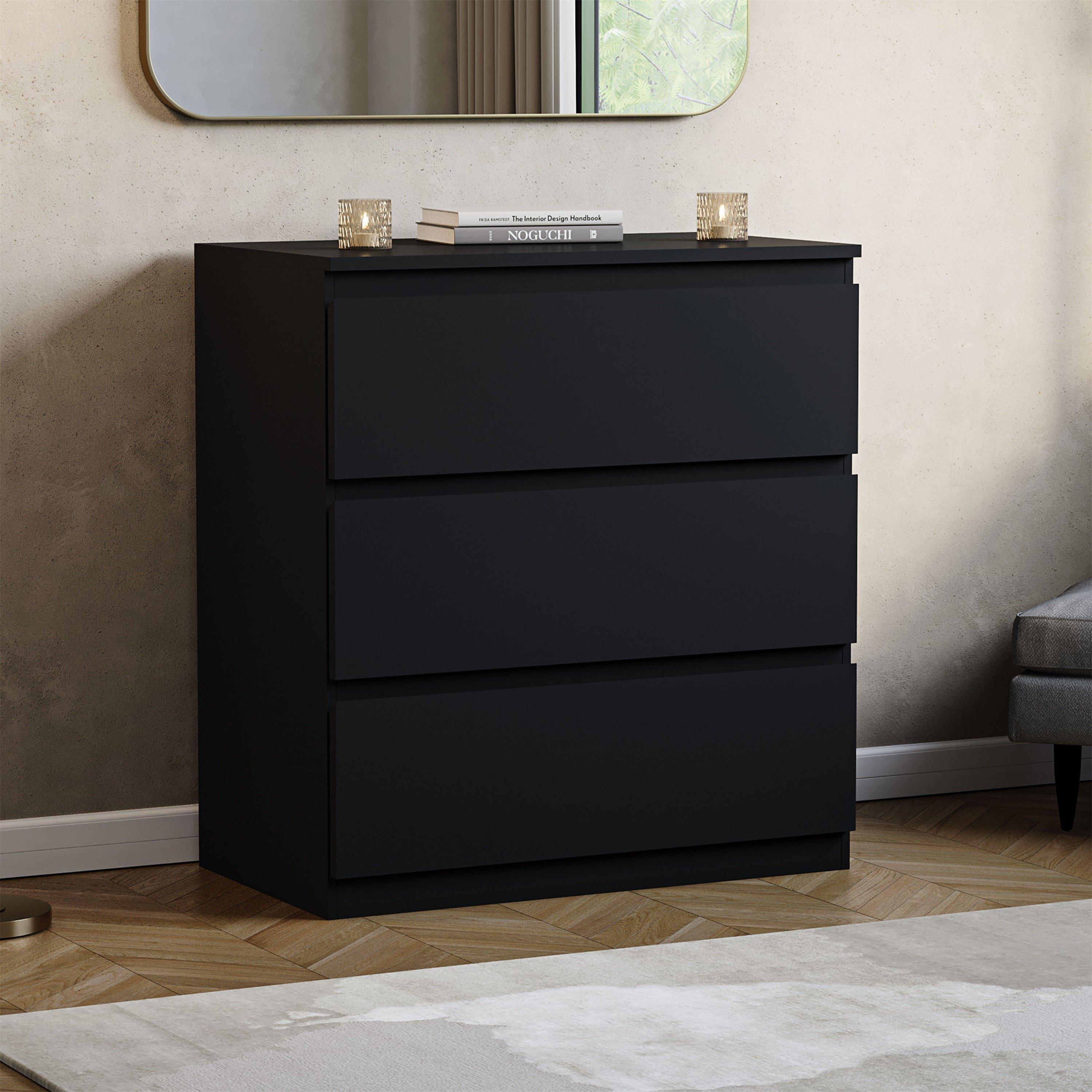 Lassic  Vida Designs Denver 3 Drawer Chest - Black - 3 Drawer